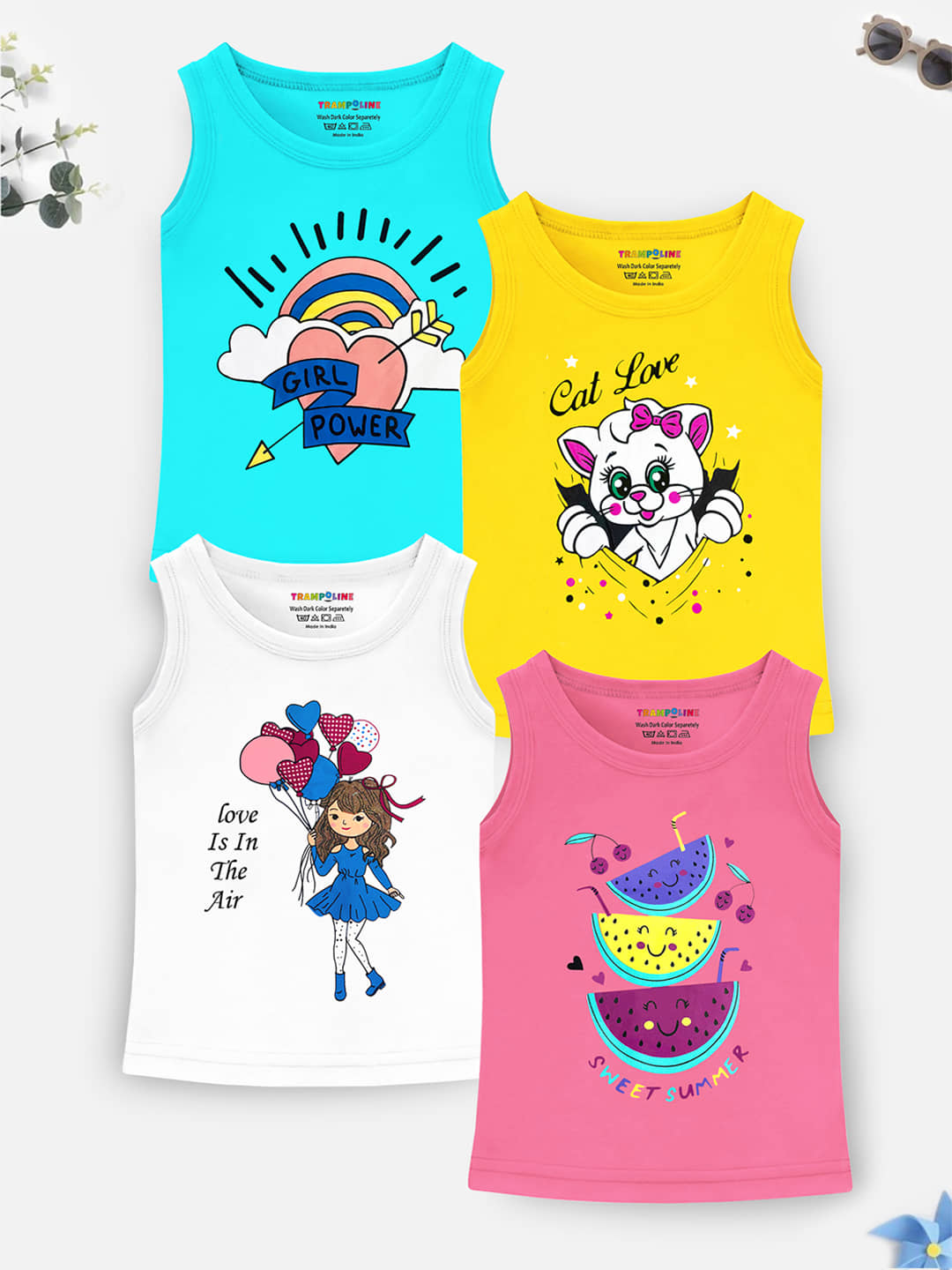 Trampoline Pack of 4 Girls Cotton Blend T-Shirt ( Multicolor )