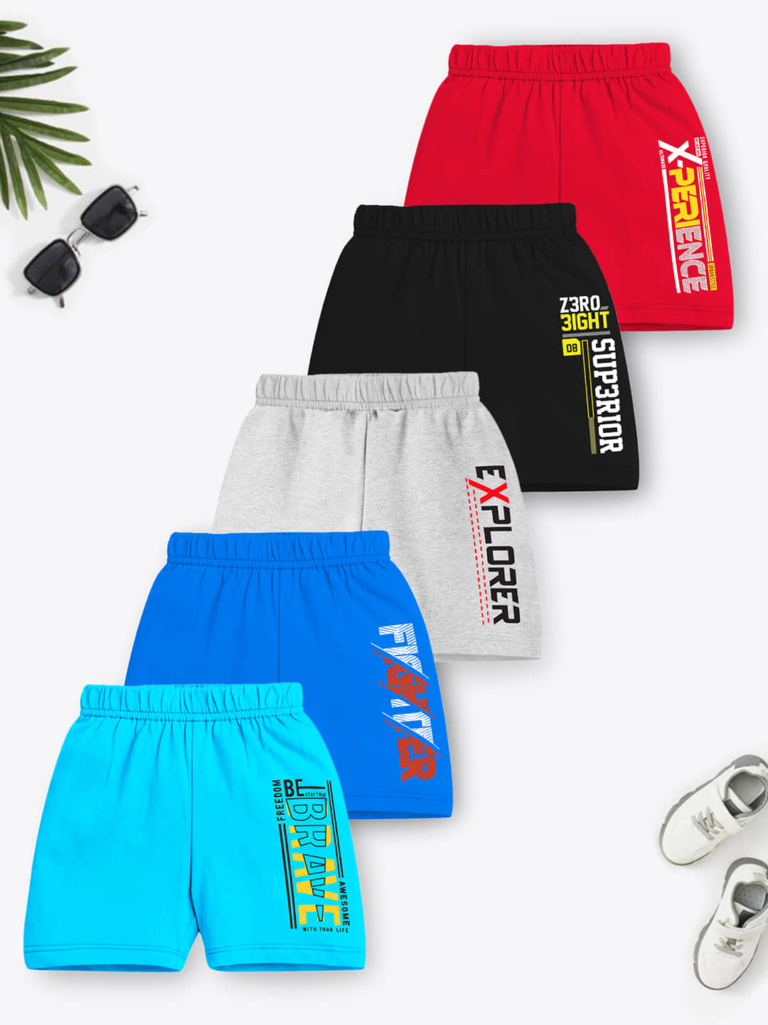 Trampoline Pack of 5 Cotton Shorts For Boys ( Multicolor 2 ) - Shorts | Buy online on ZillyBuy