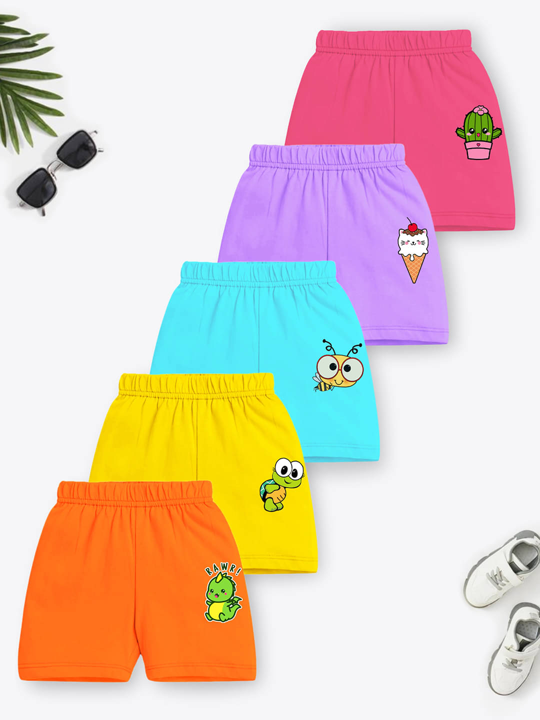     			Trampoline Pack of 5 Girls Cotton Cycling Shorts ( Multicolor )