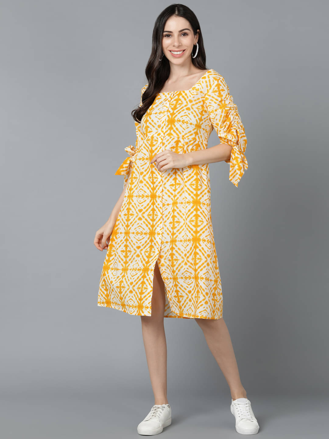     			Vaamsi Women Cotton Dyed A-line Dress ( Yellow )