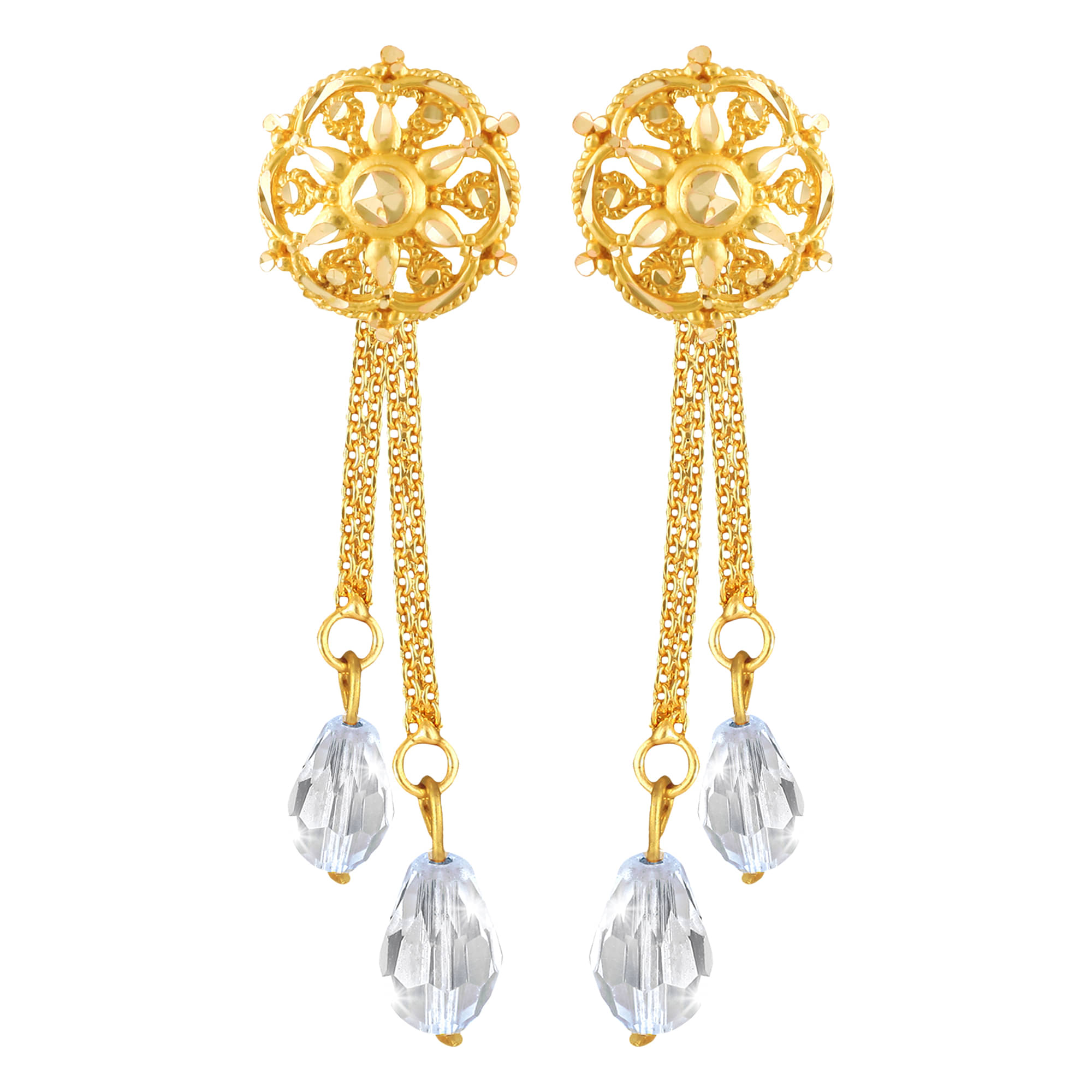     			Vighnaharta Golden Drop Earrings ( Pack of 1 )