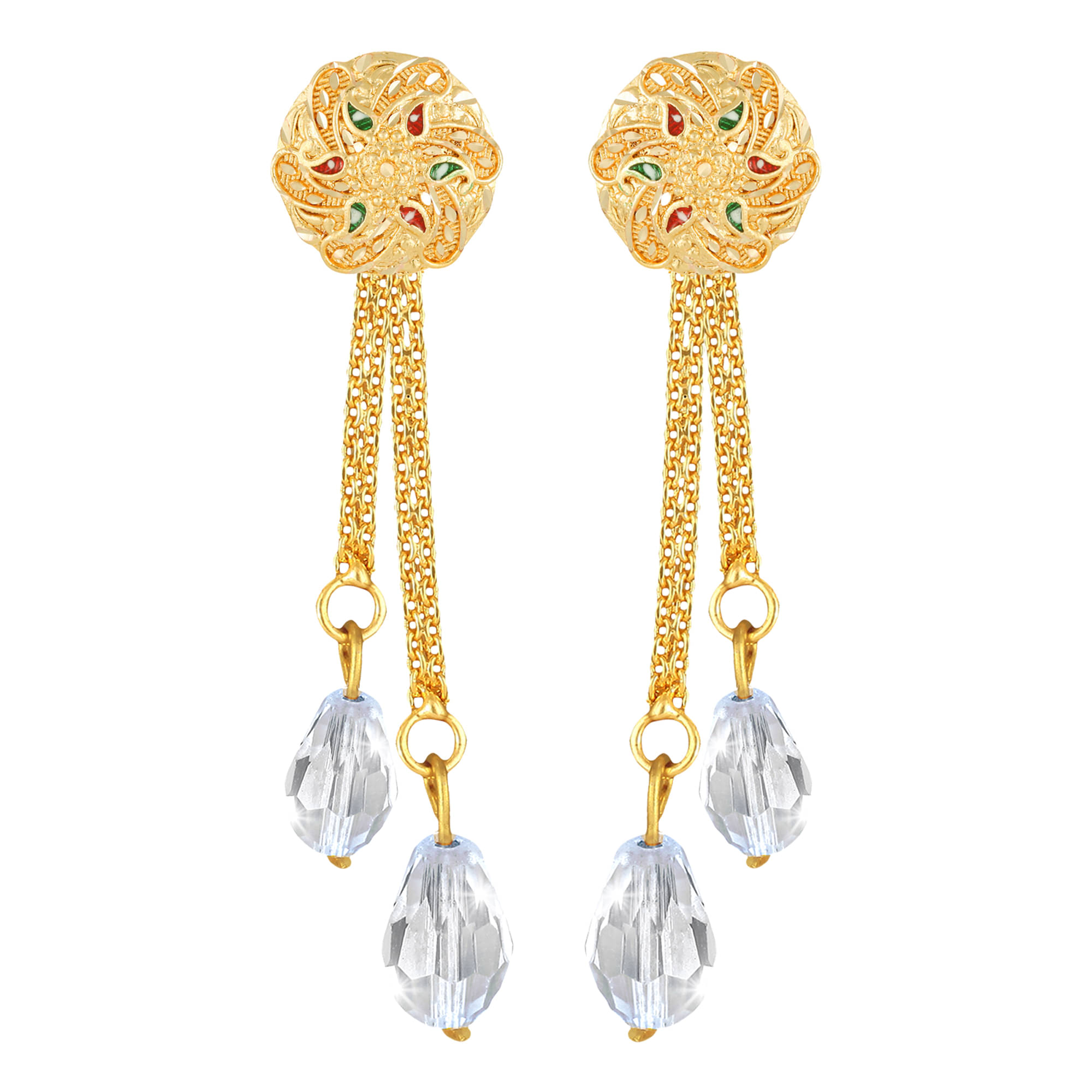     			Vighnaharta Golden Drop Earrings ( Pack of 1 )