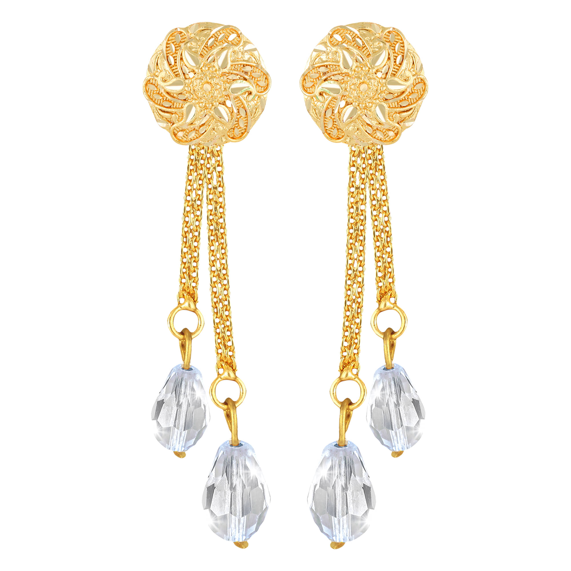     			Vighnaharta Golden Drop Earrings ( Pack of 1 )