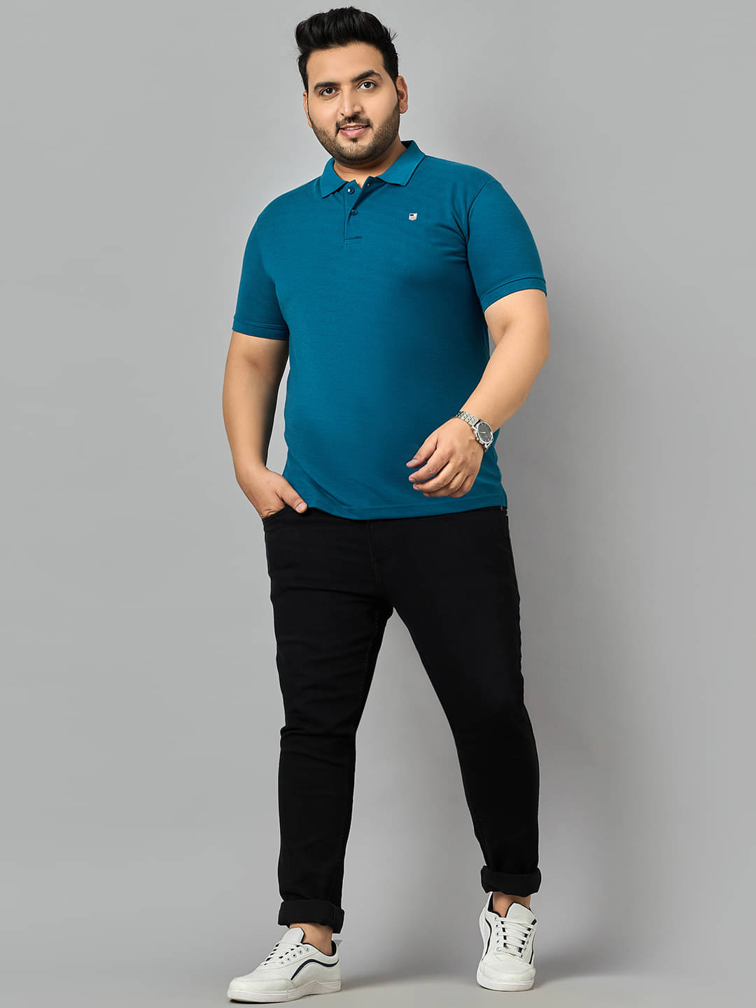     			zigo Pack of 1 Cotton Blend Regular Fit Solid Half Sleeves Men's Polo T Shirt ( Teal Blue )