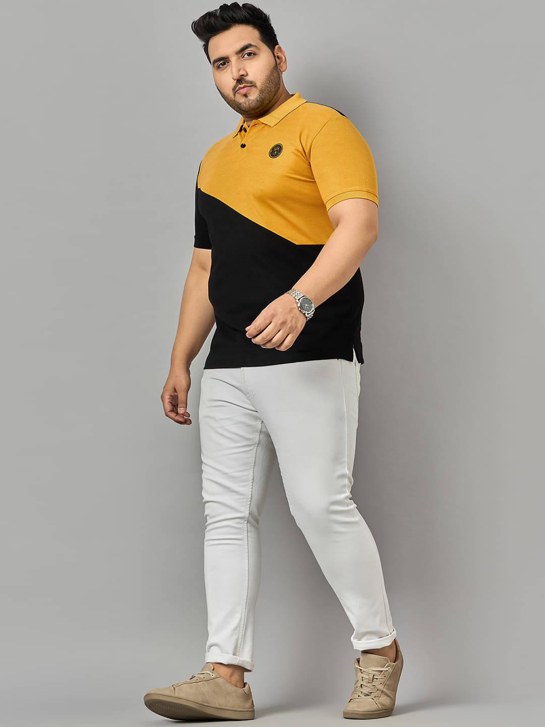     			zigo Cotton Blend Regular Fit Colorblock Half Sleeves Men's Polo T Shirt - Black ( Pack of 1 )