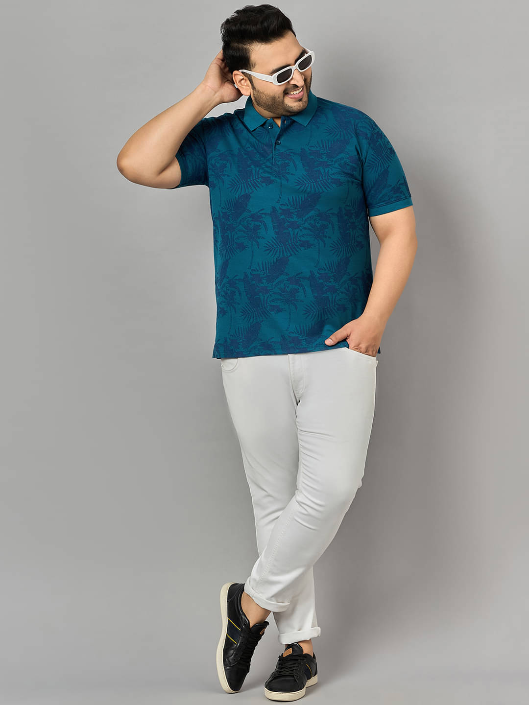     			zigo Pack of 1 Cotton Blend Regular Fit Printed Half Sleeves Men's Polo T Shirt ( Teal Blue )