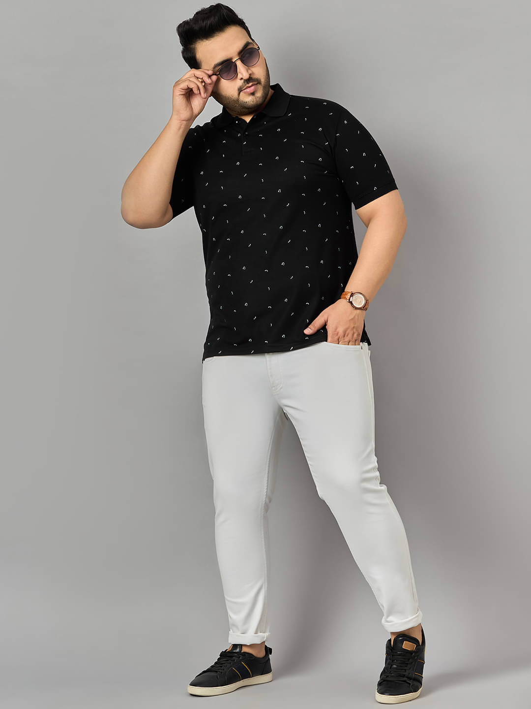     			zigo Pack of 1 Cotton Blend Regular Fit Printed Half Sleeves Men's Polo T Shirt ( Black )