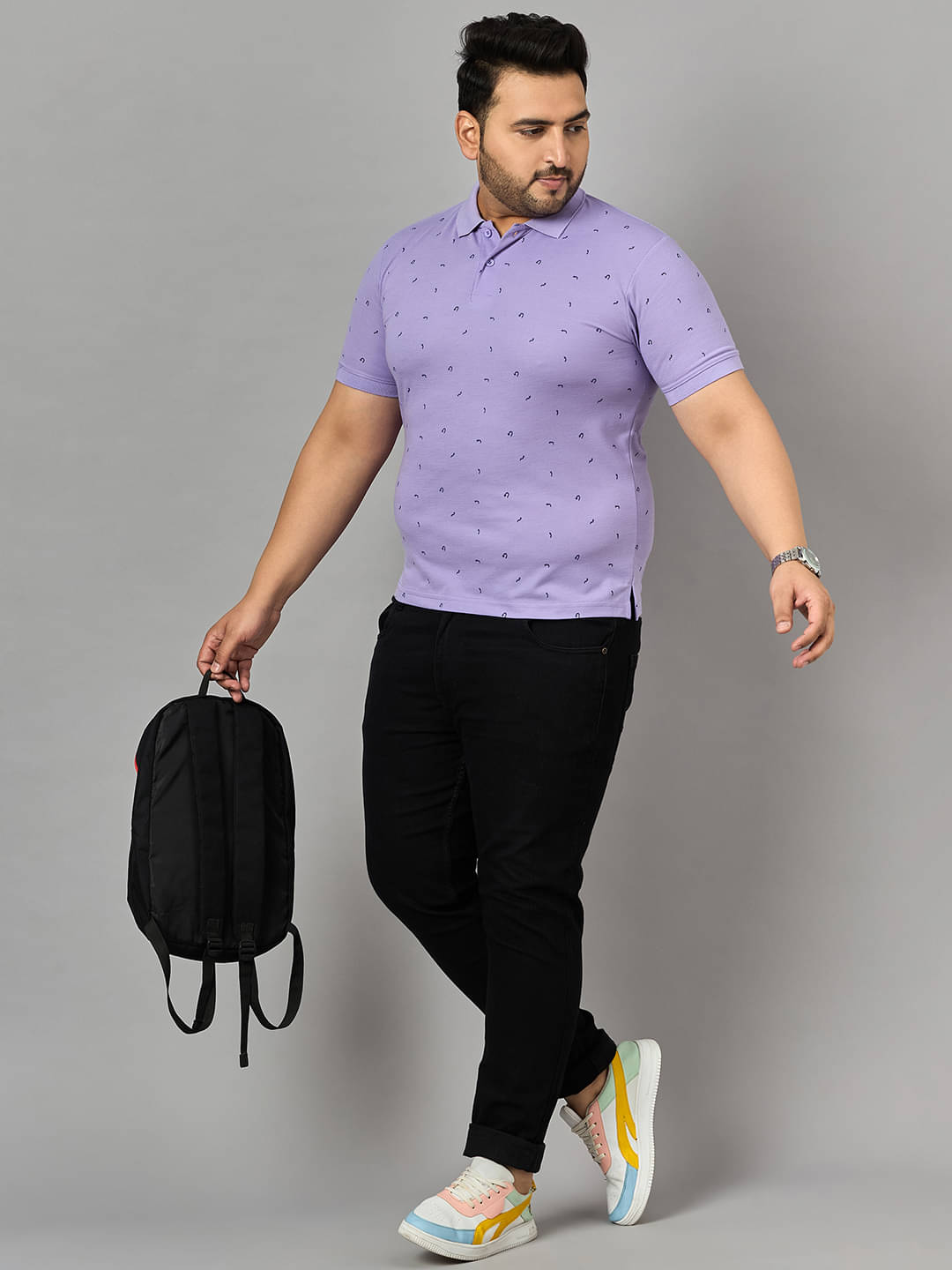 zigo Pack of 1 Cotton Blend Regular Fit Printed Half Sleeves Men's Polo T Shirt ( Lavender ) zigo Pack of 1 Cotton Blend Regular Fit Printed Half Sleeves Men's Polo T Shirt ( Lavender )