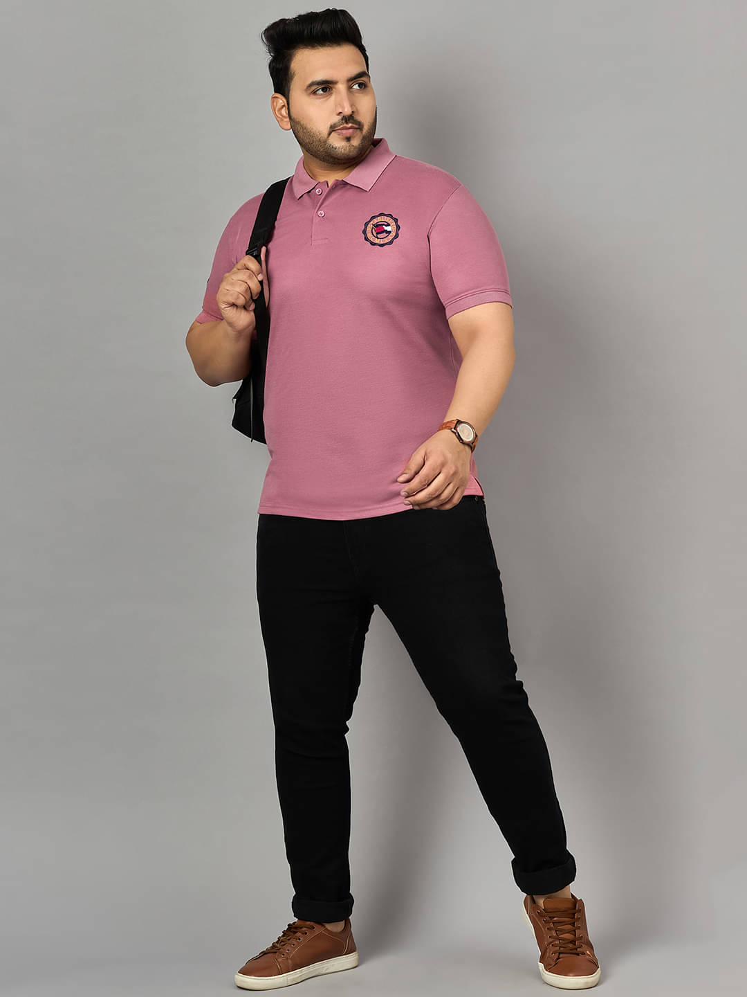     			zigo Pack of 1 Cotton Blend Regular Fit Solid Half Sleeves Men's Polo T Shirt ( Peach )