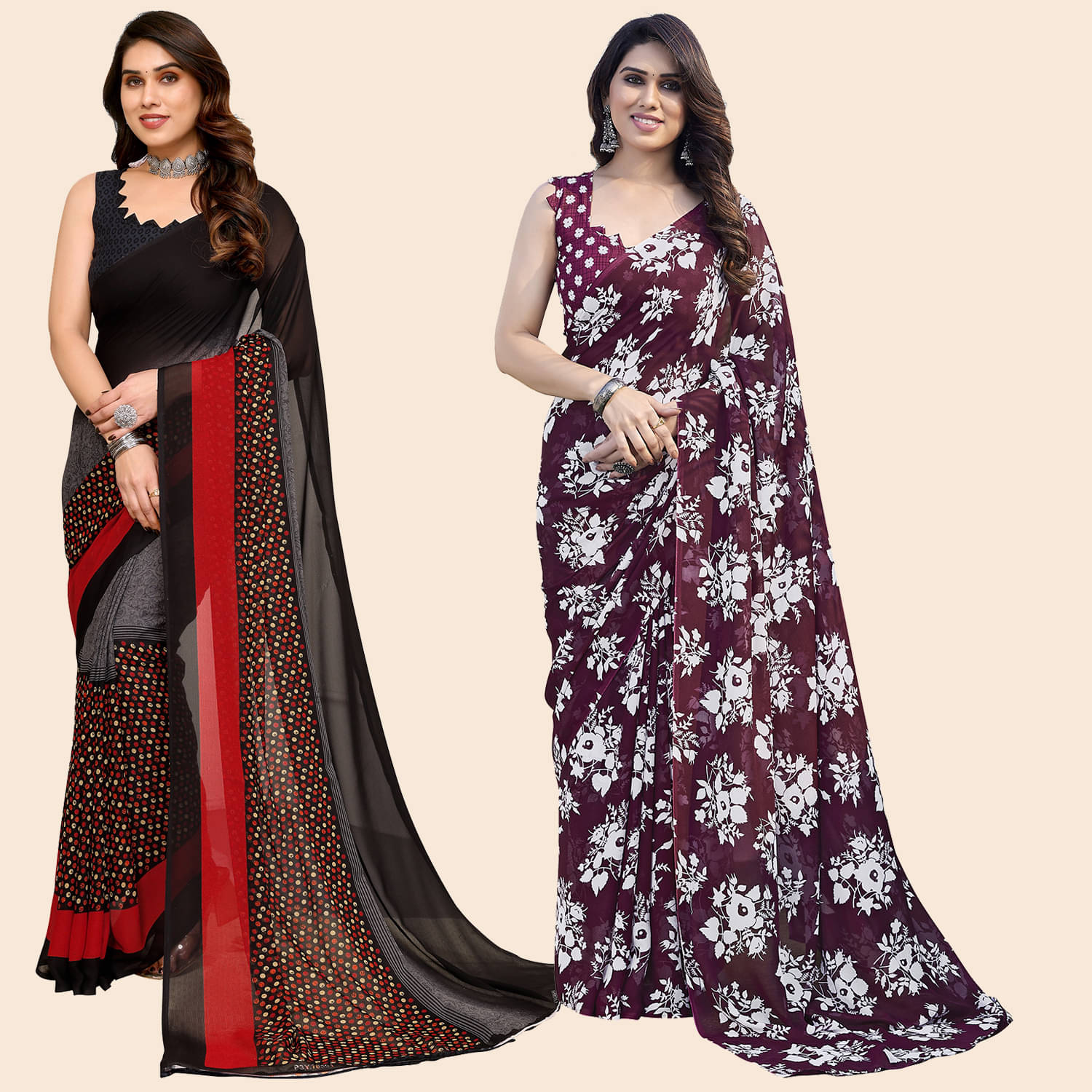 ANAND SAREES Georgette Printed Saree With Unstitched Blouse Piece ( Multicolour ) ANAND SAREES Georgette Printed Saree With Unstitched Blouse Piece ( Multicolour )