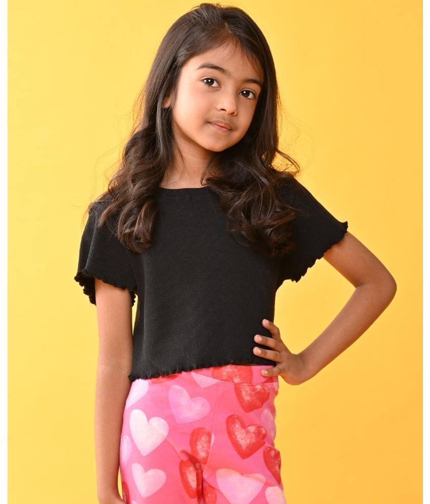     			ANTHRILO Black 100% Cotton Girls T-Shirt ( Pack of 1 )