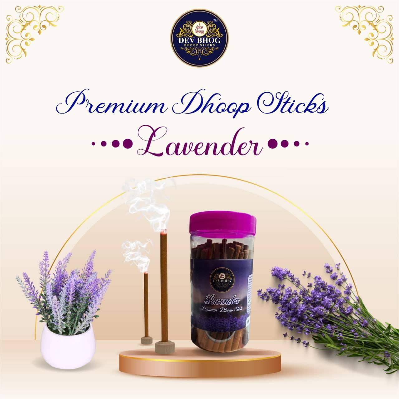 DEV BHOG Incense Dhoop Sticks,Dhoop Lavender 100 Pieces ( Pack of 1 ) DEV BHOG Incense Dhoop Sticks,Dhoop Lavender 100 Pieces ( Pack of 1 )