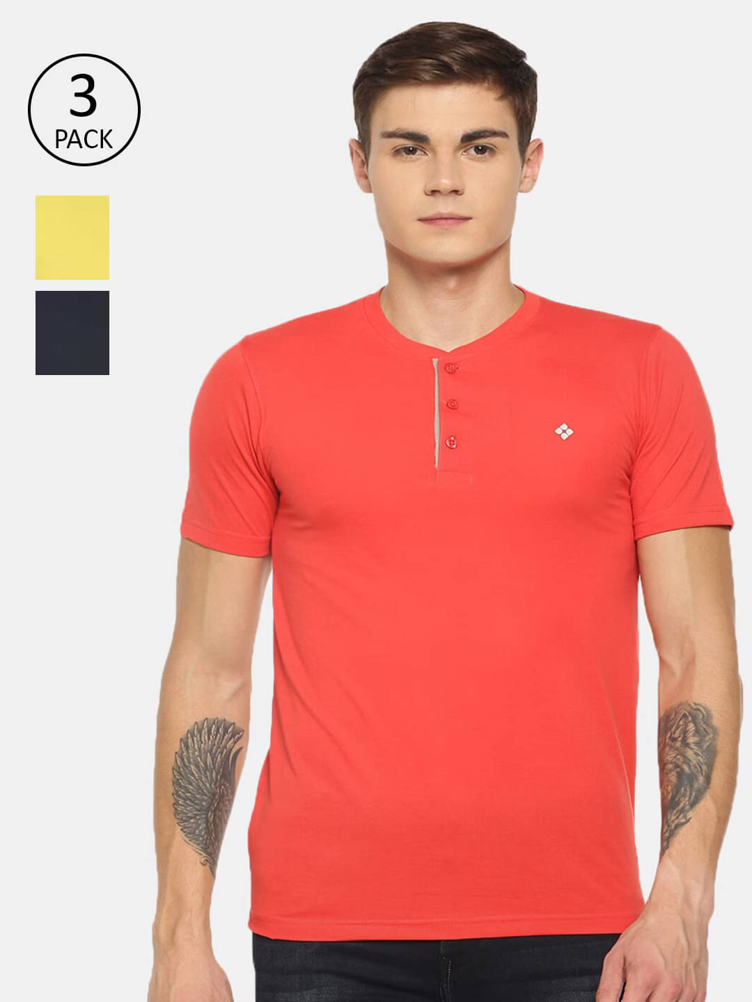 Force NXT Pack of 3 Cotton Blend Regular Fit Men's T-Shirt ( Multicolor ) Force NXT Pack of 3 Cotton Blend Regular Fit Men's T-Shirt ( Multicolor )