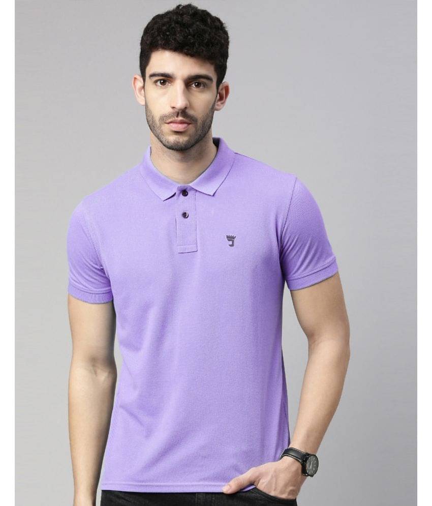     			Joven Pack of 1 Cotton Blend Regular Fit Solid Half Sleeves Men's Polo T Shirt ( Purple )