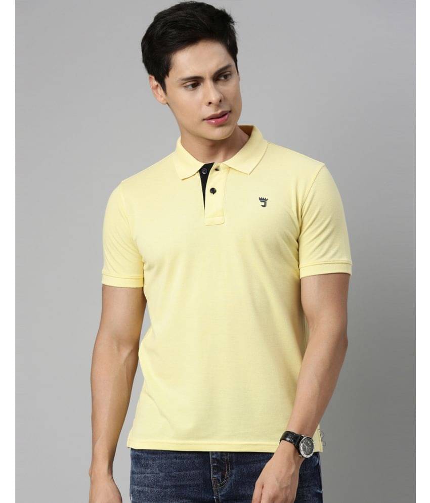 Joven Pack of 1 Cotton Blend Regular Fit Solid Half Sleeves Men's Polo T Shirt ( Gold ) Joven Pack of 1 Cotton Blend Regular Fit Solid Half Sleeves Men's Polo T Shirt ( Gold )