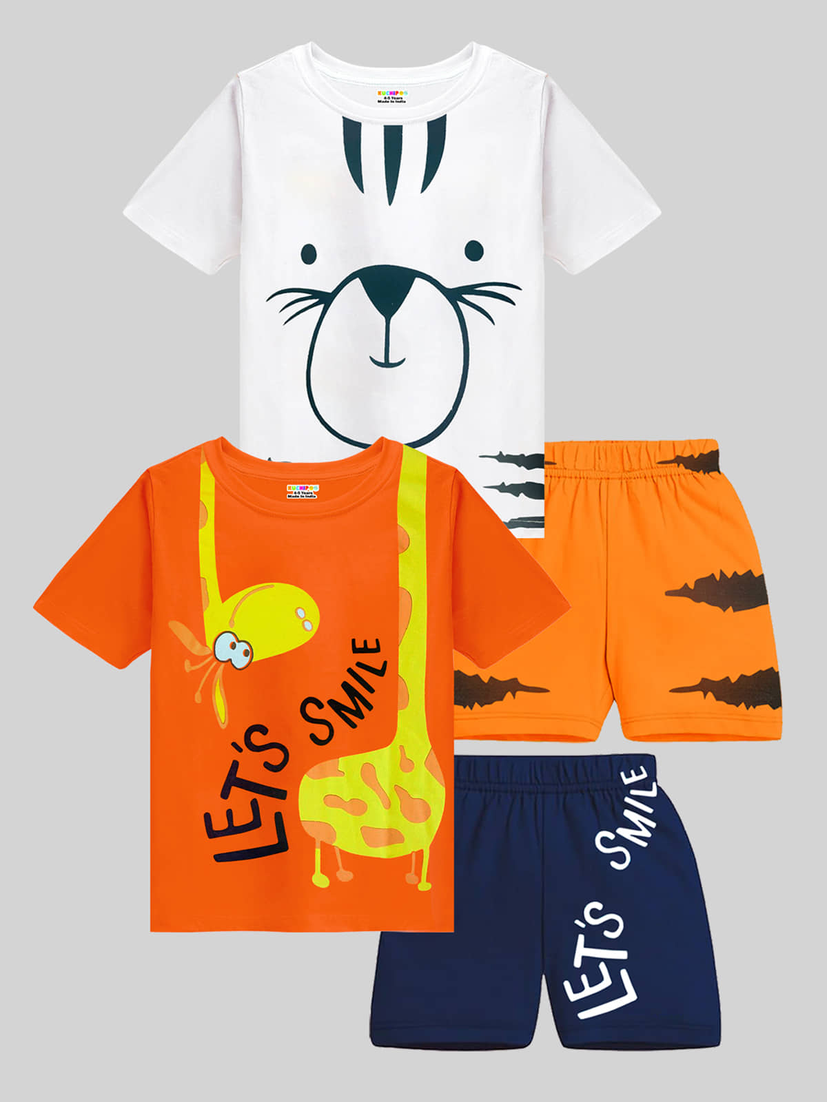 Kuchipoo Pack of 2 Baby Boys Cotton Blend Top & Shorts ( Multicolor )