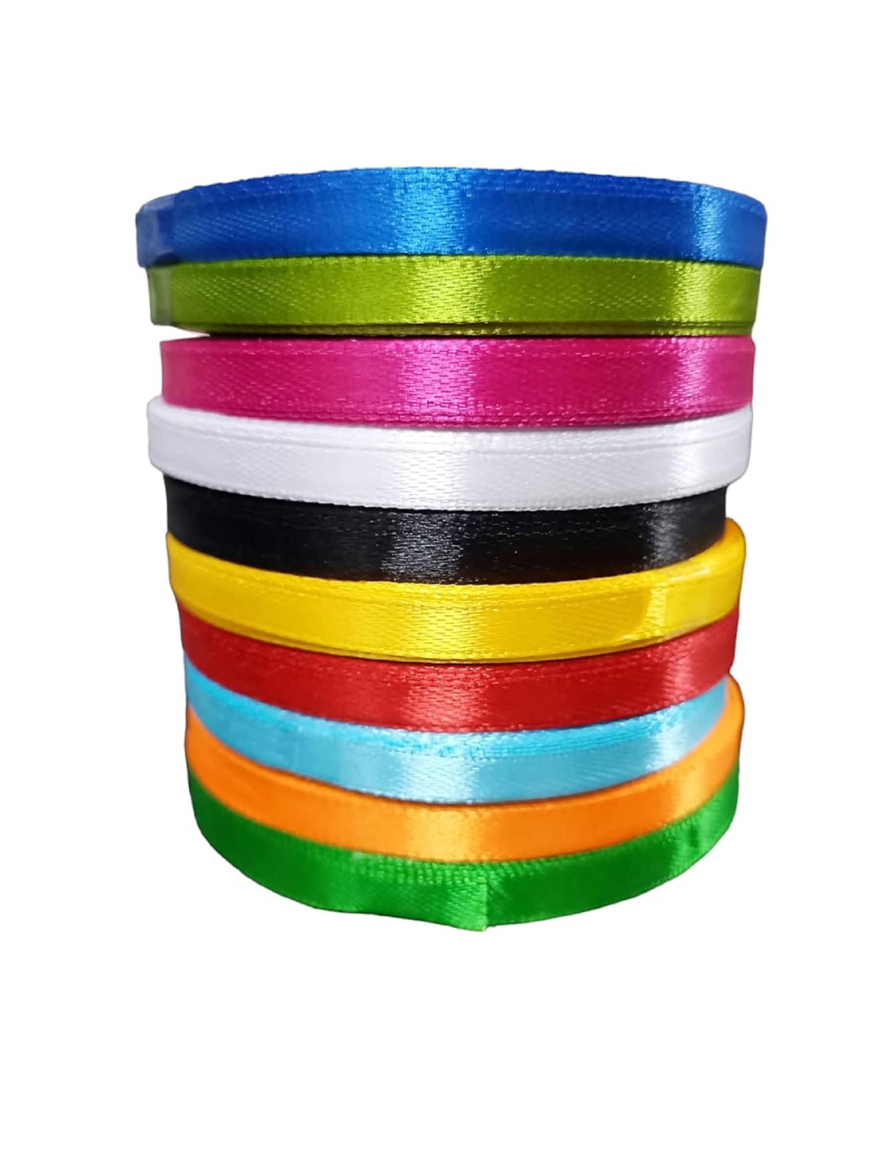 PRANSUNITA 1/4-inch Single Face Satin Ribbon for Wedding & Gift packaging, Party Decoration, DIY Hair Accessories, Sewing, Invitation Embellishments Scrapbooking Decoration pack of 10 rolls (Multi Ribbon) - Stationery | Buy online on ZillyBuy