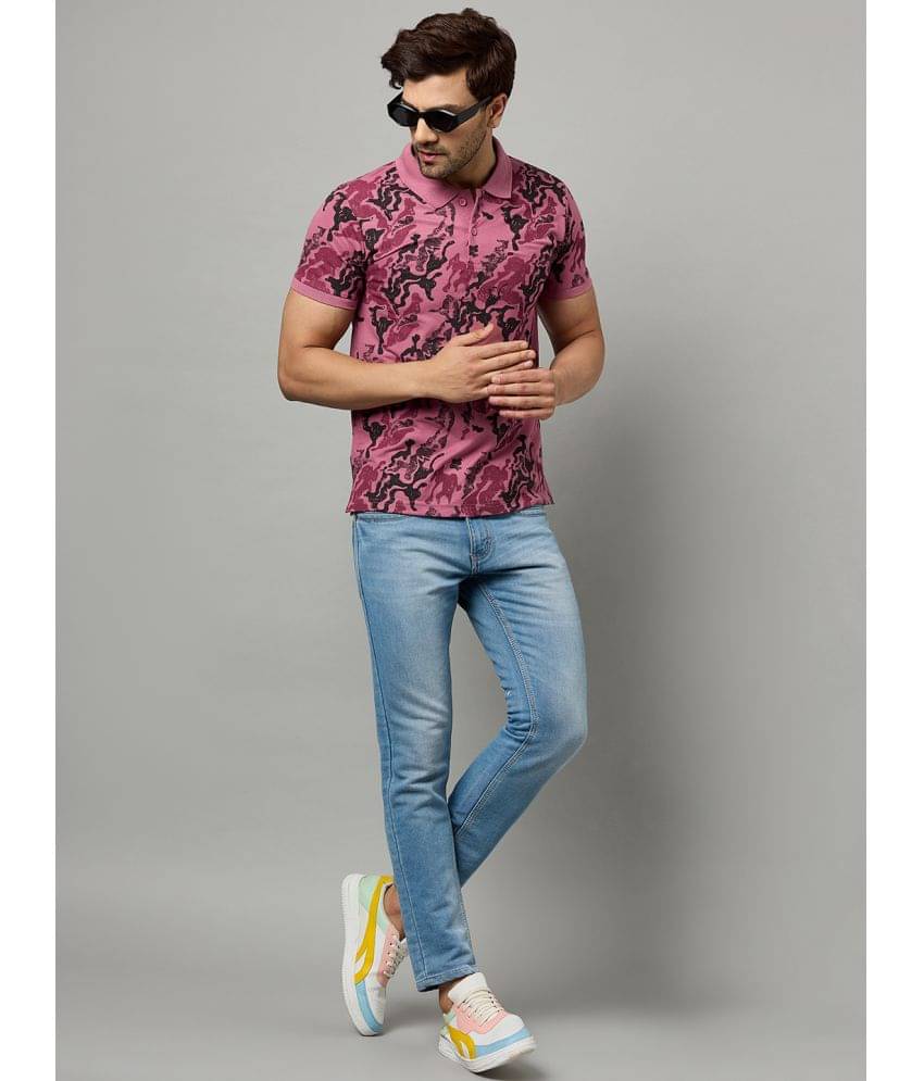 zigo Pack of 1 Cotton Blend Regular Fit Printed Half Sleeves Men's Polo T Shirt ( Pink )     			zigo Pack of 1 Cotton Blend Regular Fit Printed Half Sleeves Men's Polo T Shirt ( Pink )