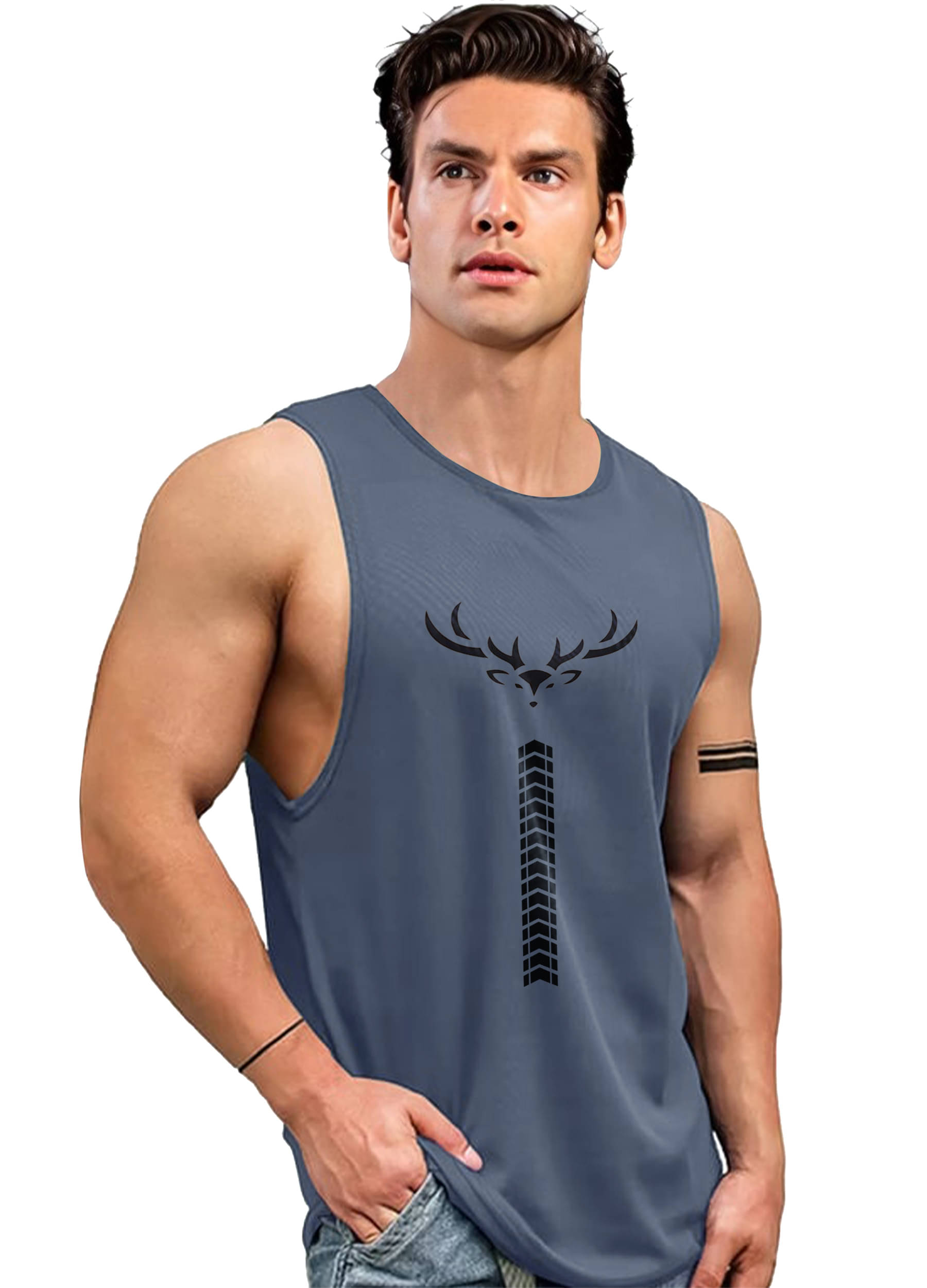 AUSK Pack of 1 Polyester Gym Vest For Men ( Grey ) AUSK Pack of 1 Polyester Gym Vest For Men ( Grey )
