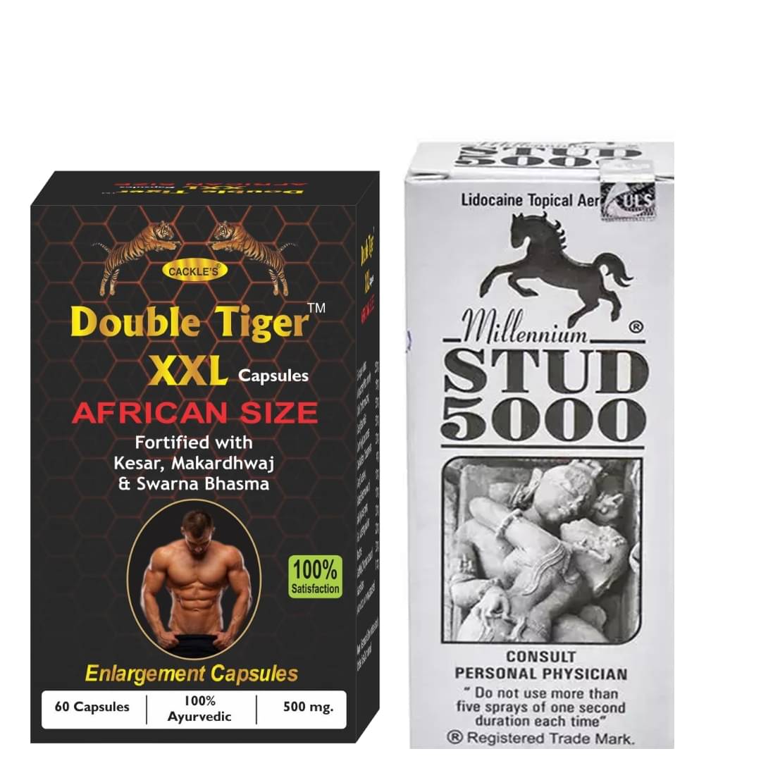 Ayurvedic Double Tiger XXL African Size Capsule 60no.s & Millennium Stud 5000 20g Only Use For Men Ayurvedic Double Tiger XXL African Size Capsule 60no.s & Millennium Stud 5000 20g Only Use For Men