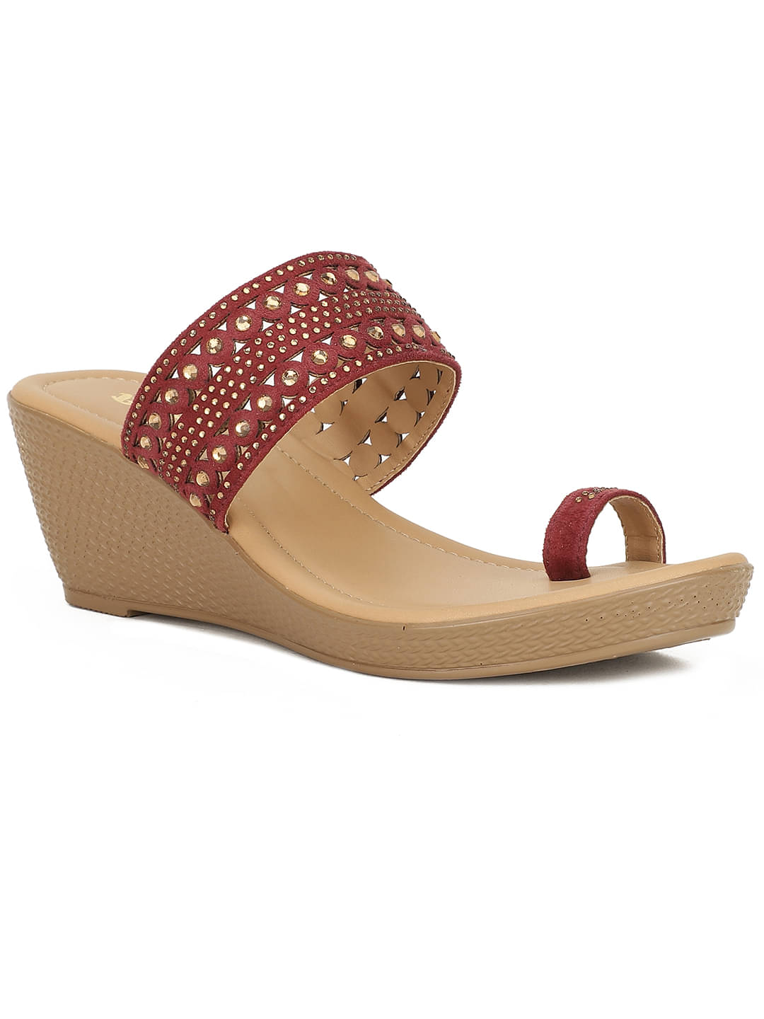 Bata Maroon Women's Slip On Heels Bata Maroon Women's Slip On Heels