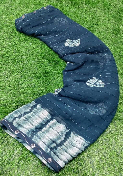     			Bhuwal Fashion Georgette Printed Saree With Unstitched Blouse Piece ( SkyBlue )