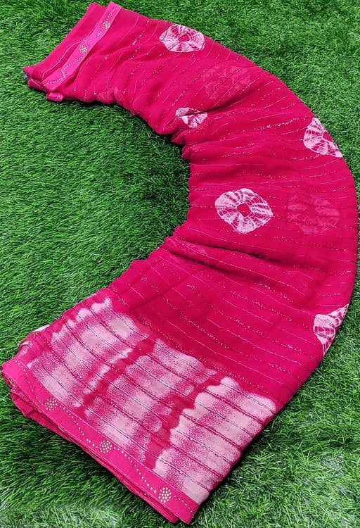 Bhuwal Fashion Georgette Printed Saree With Unstitched Blouse Piece ( Pink ) - Sarees | Buy online on ZillyBuy