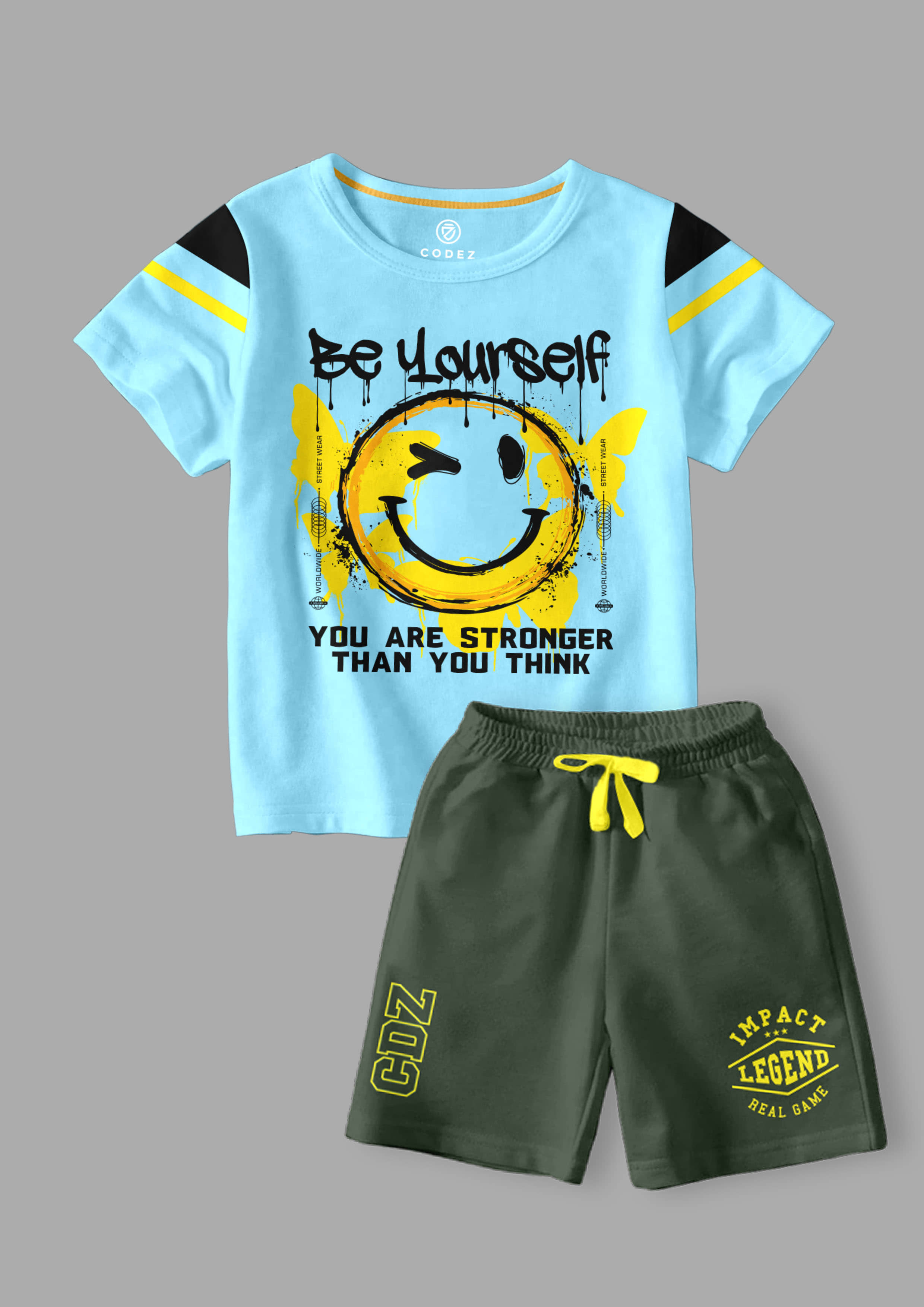 CODEZ Pack of 2 Boys Cotton Blend T-Shirt & Shorts Set ( Multicolor )