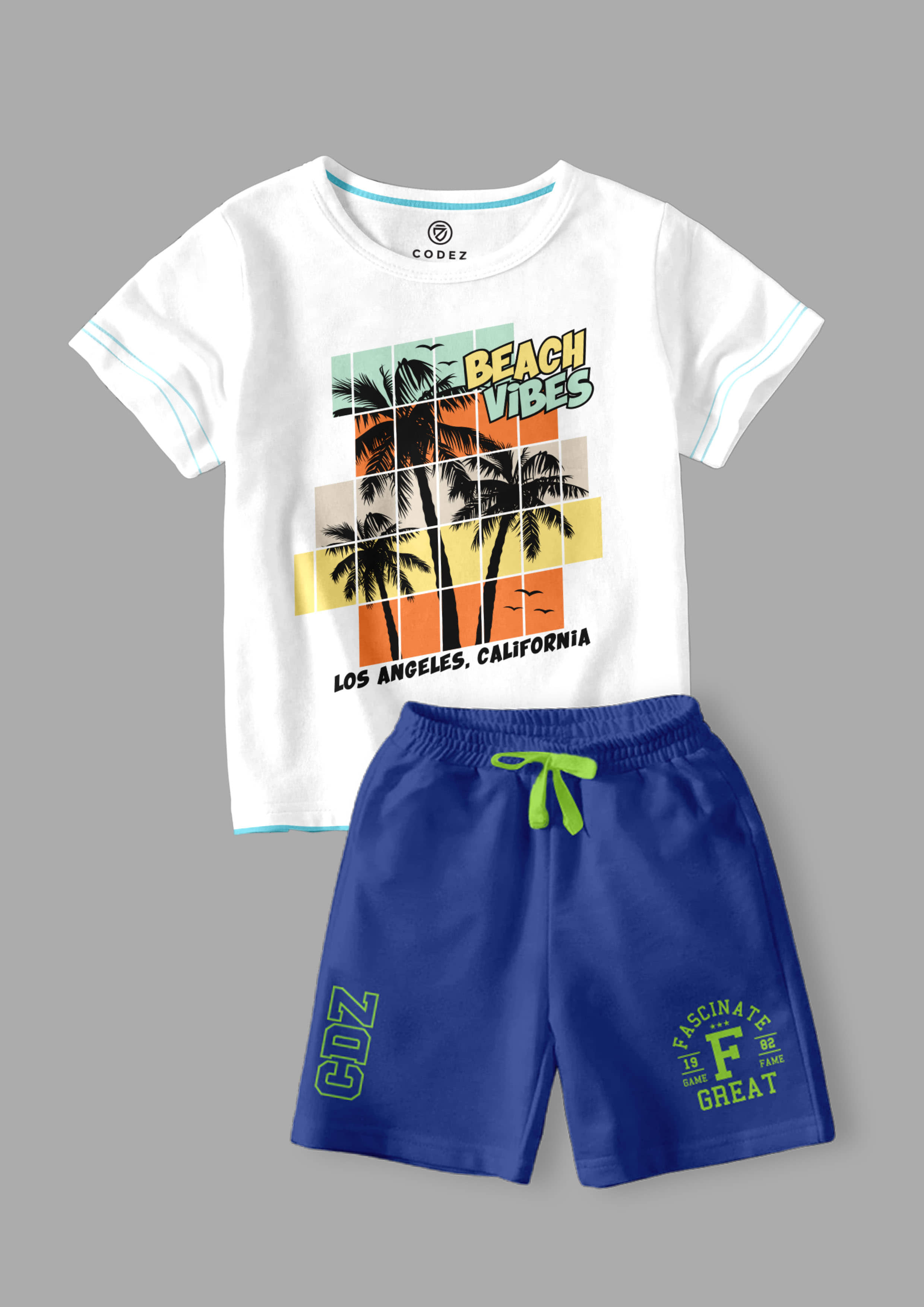 CODEZ Pack of 2 Boys Cotton Blend T-Shirt & Shorts Set ( Multicolor )