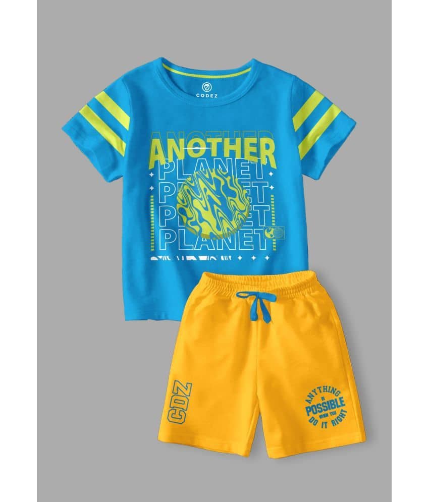 CODEZ Pack of 2 Boys Cotton Blend T-Shirt & Shorts Set ( Multicolor )