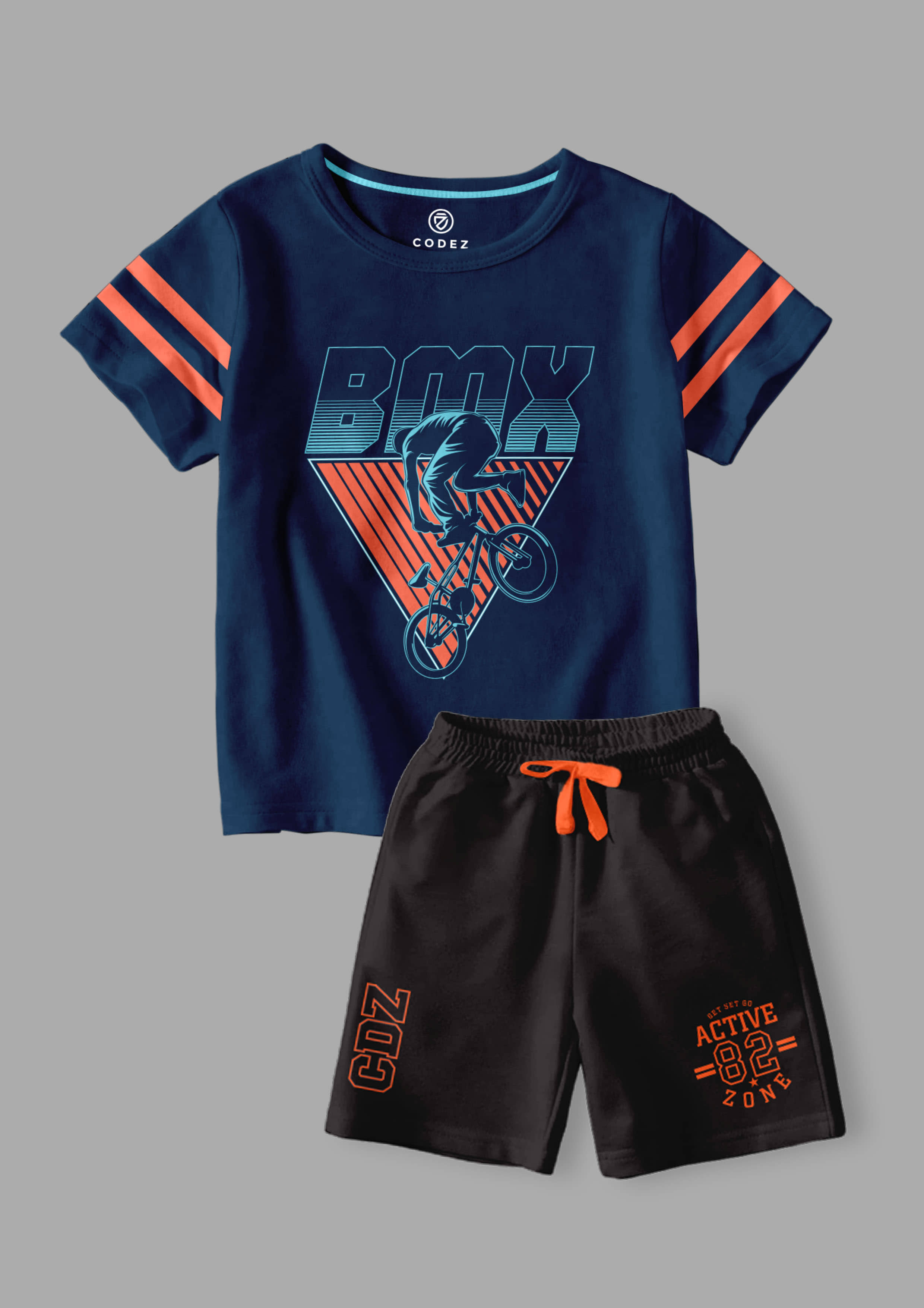 CODEZ Pack of 2 Boys Cotton Blend T-Shirt & Shorts Set ( Multicolor )