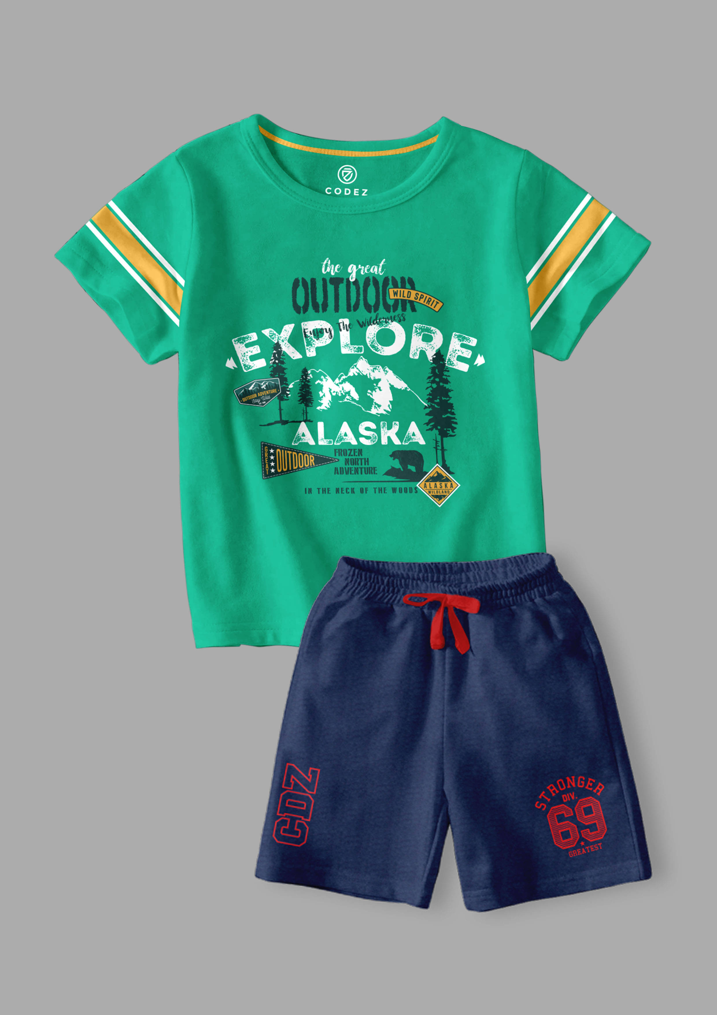 CODEZ Pack of 2 Boys Cotton Blend T-Shirt & Shorts Set ( Multicolor ) CODEZ Pack of 2 Boys Cotton Blend T-Shirt & Shorts Set ( Multicolor )