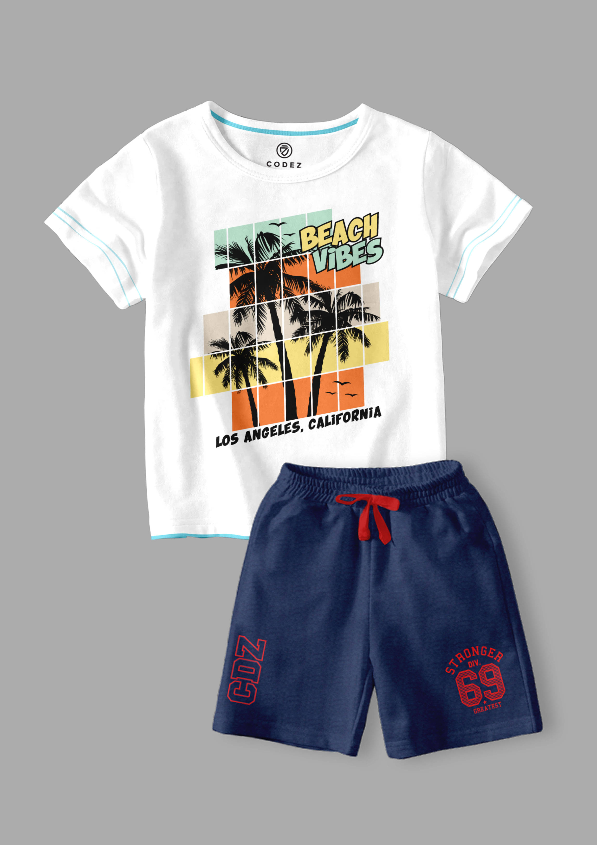     			CODEZ Pack of 2 Boys Cotton Blend T-Shirt & Shorts Set ( Multicolor )
