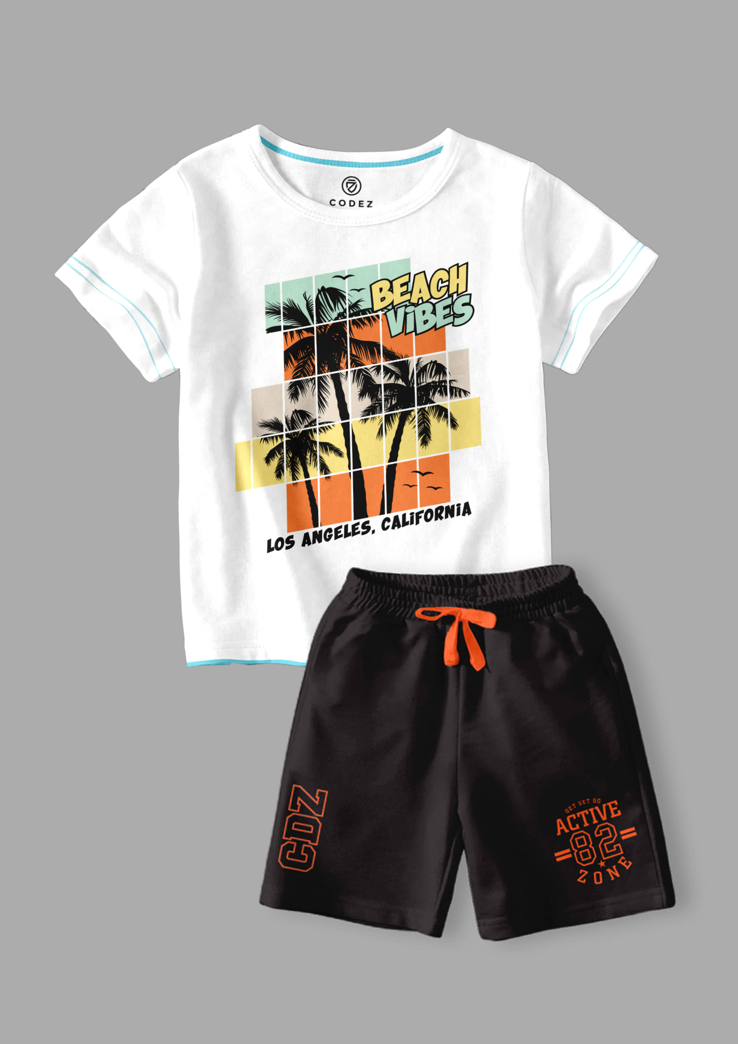 CODEZ Pack of 2 Boys Cotton Blend T-Shirt & Shorts Set ( Multicolor )