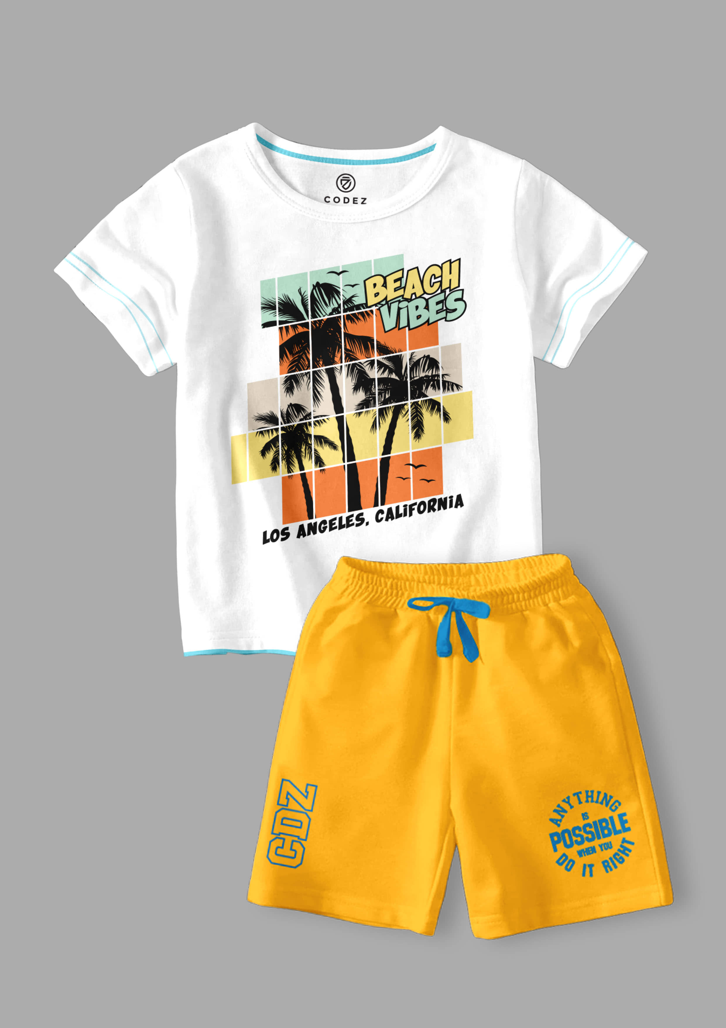 CODEZ Pack of 2 Boys Cotton Blend T-Shirt & Shorts Set ( Multicolor )