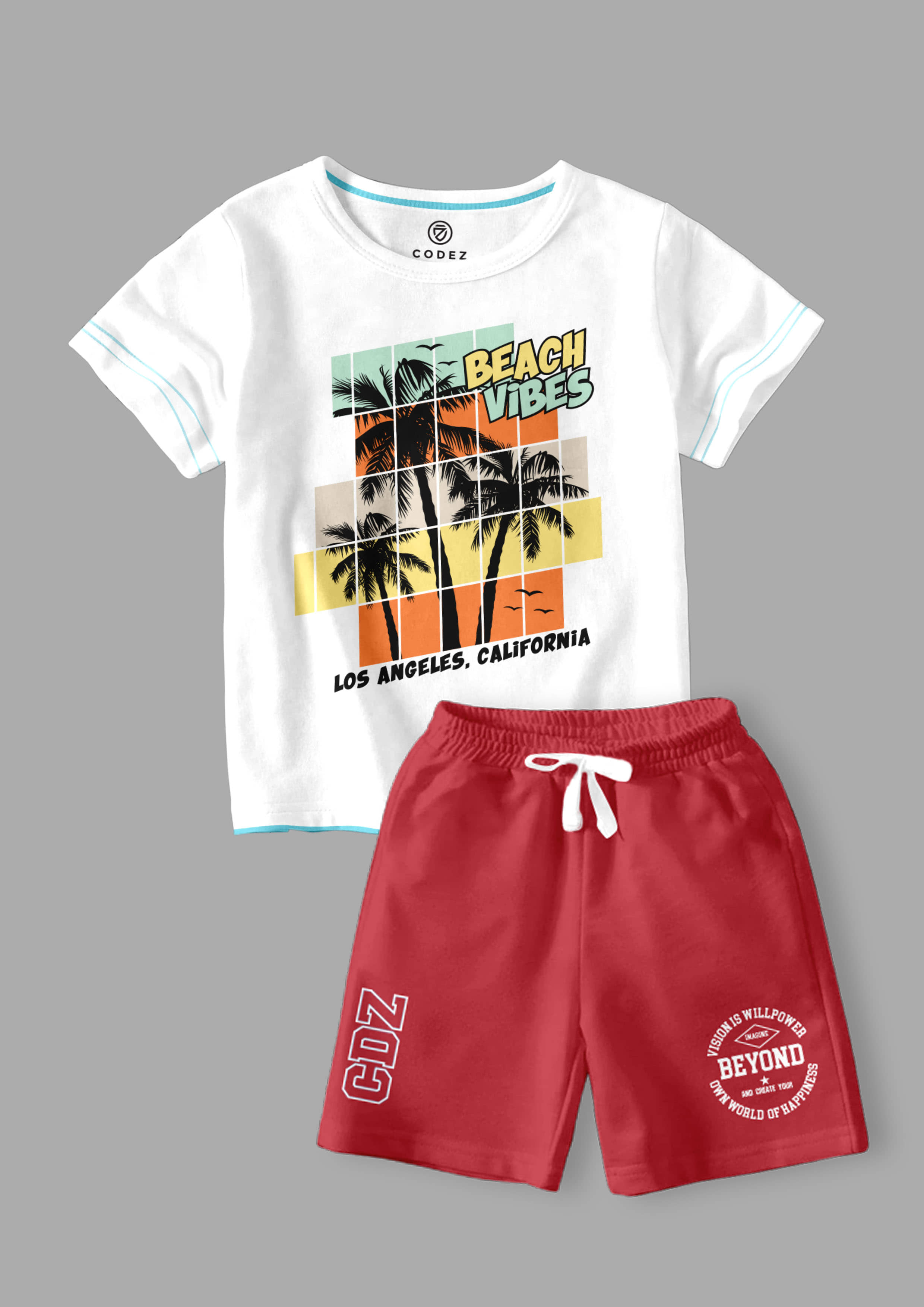 CODEZ Pack of 2 Boys Cotton Blend T-Shirt & Shorts Set ( Multicolor )