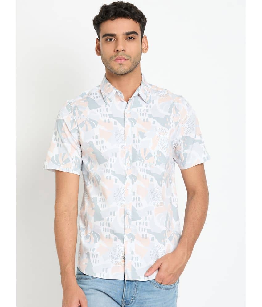 Club York Cotton Blend Regular Fit Printed Half Sleeves Men's Casual Shirt - Peach ( Pack of 1 )