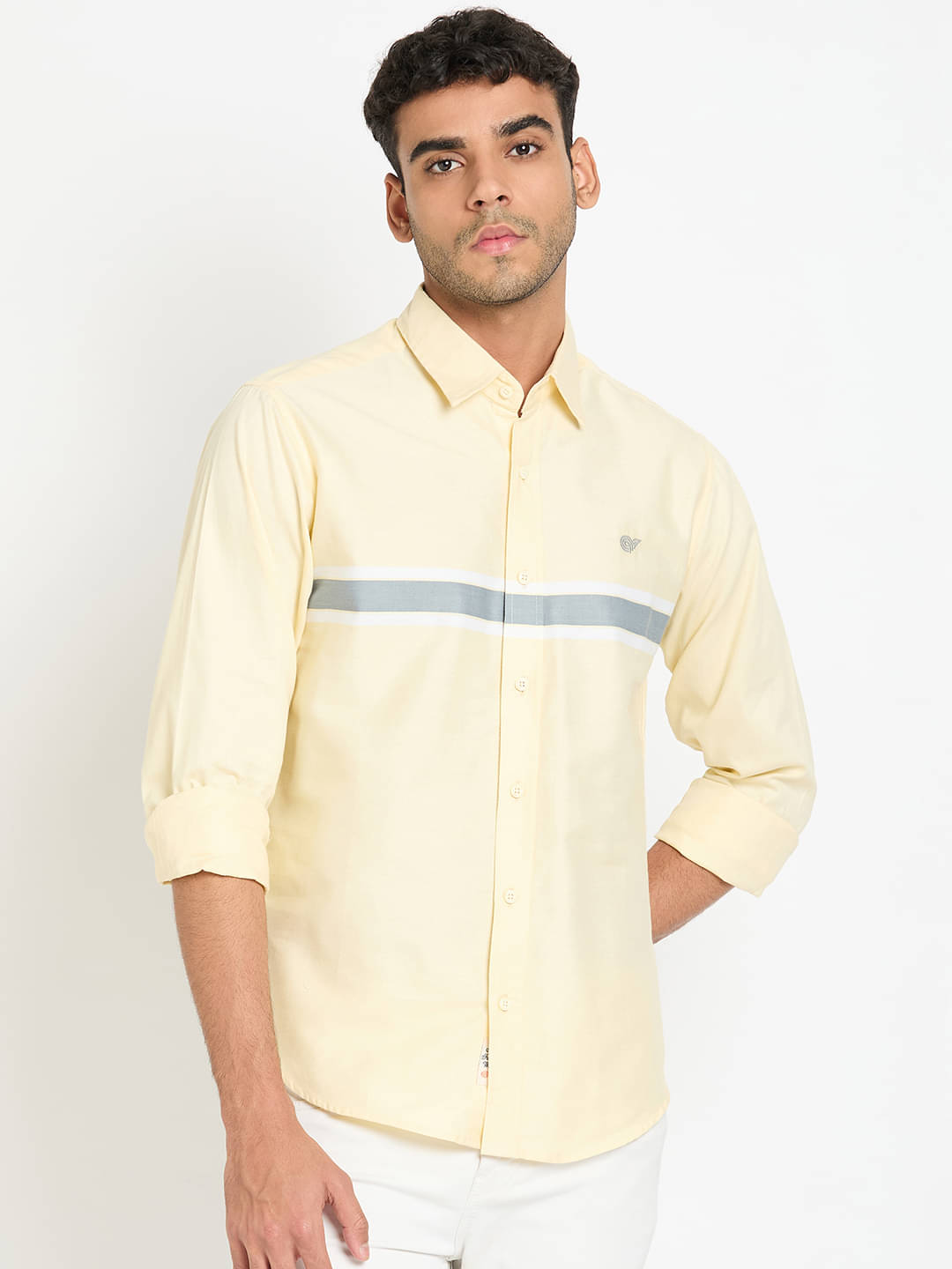     			Club York Cotton Blend Regular Fit Striped Full Sleeves Men's Casual Shirt - Yellow ( Pack of 1 )