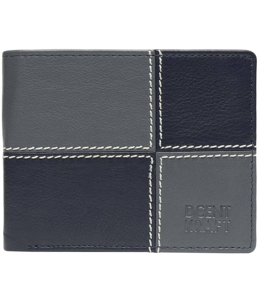     			DCENT KRAFT Blue Leather Men's Two Fold Wallet,RFID Wallet,Regular Wallet ( Pack of 1 )