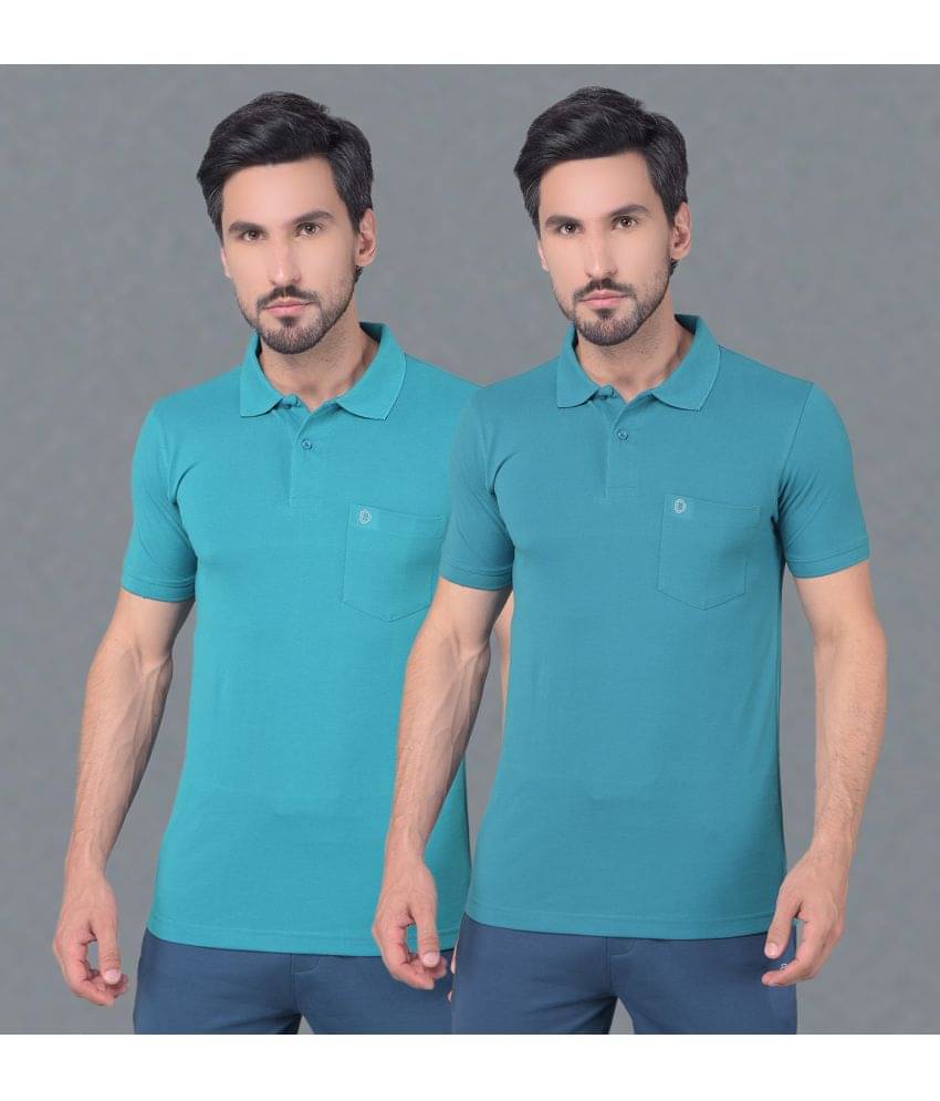 Dollar Cotton Blend Regular Fit Solid Half Sleeves Men's Polo T Shirt - Green ( Pack of 2 ) Dollar Cotton Blend Regular Fit Solid Half Sleeves Men's Polo T Shirt - Green ( Pack of 2 )