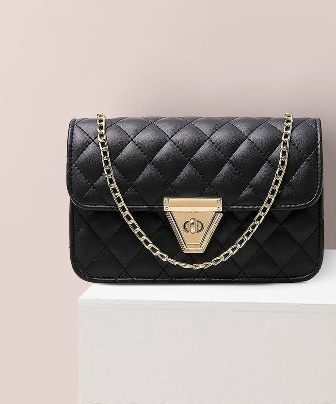     			Fargo Black PU Sling Bag
