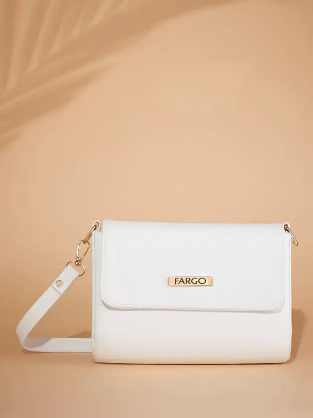     			Fargo White PU Sling Bag