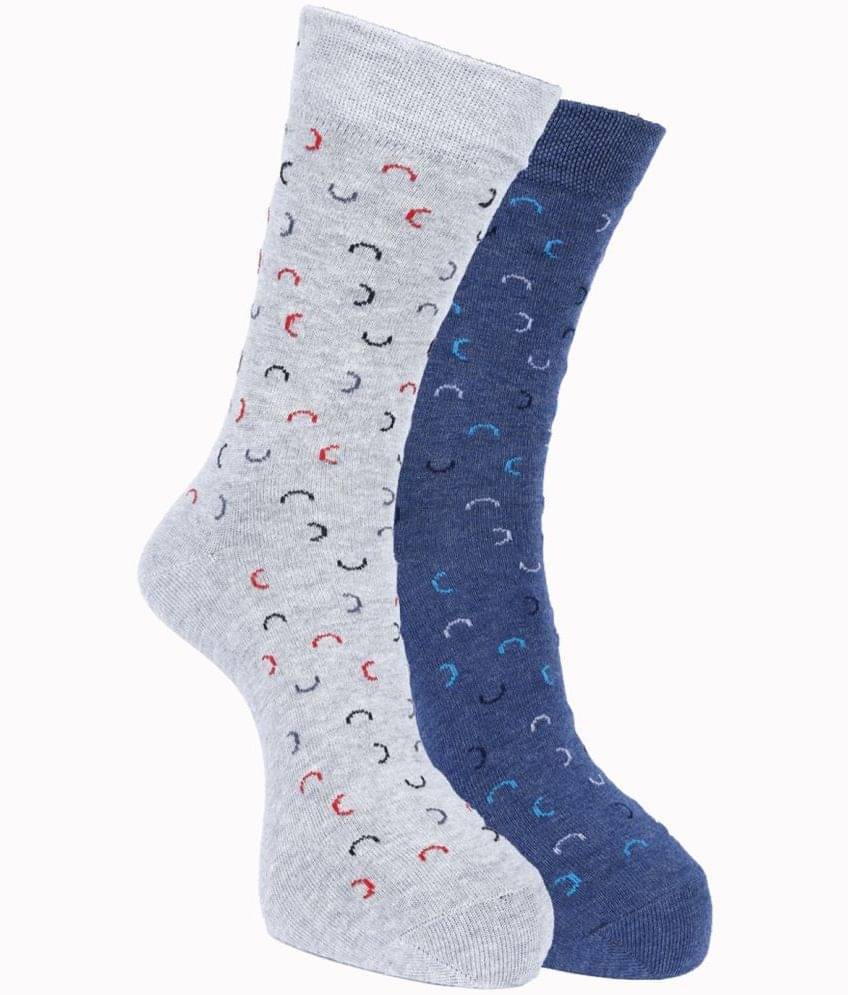     			Force NXT Cotton Blend Men's Self Design Multicolor Full Length Socks ( Pack of 2 )