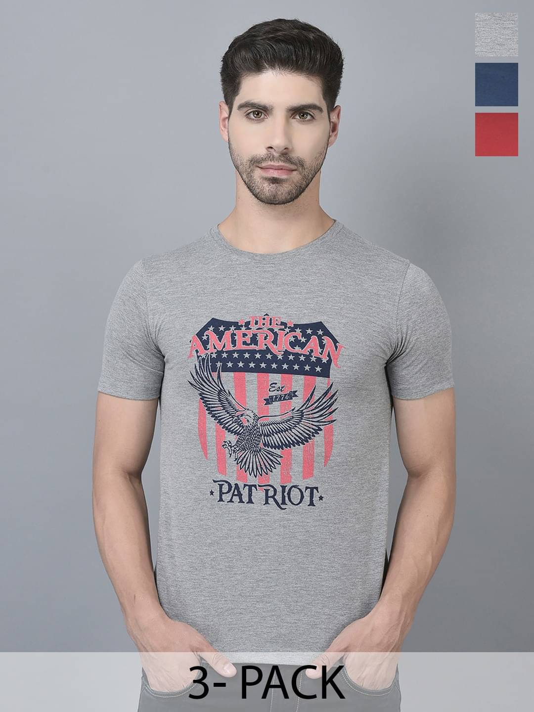 Force NXT Pack of 3 Cotton Blend Regular Fit Men's T-Shirt ( Multicolor ) Force NXT Pack of 3 Cotton Blend Regular Fit Men's T-Shirt ( Multicolor )