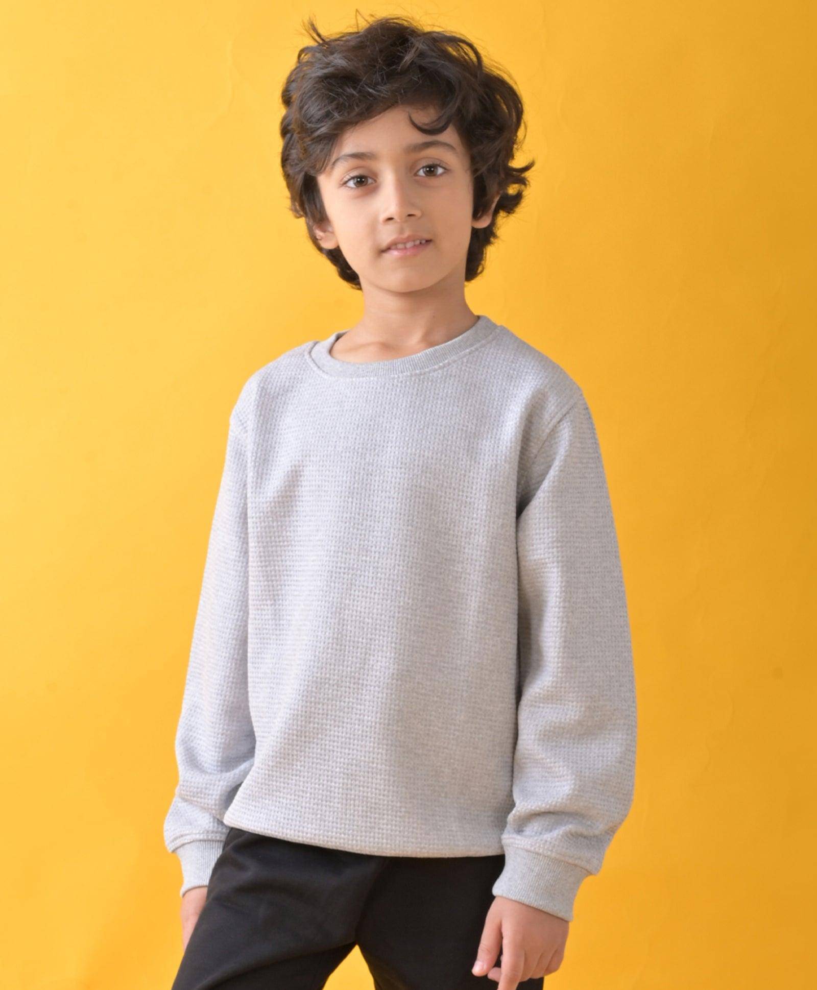     			GREY QUILTED SWEATSHIRT - GREY