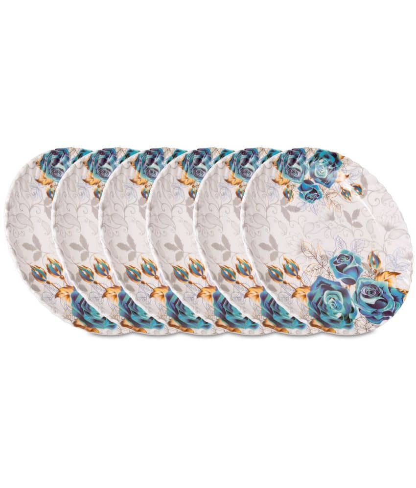 HomePro 6 Pieces Royal Rose Plates Blue Melamine Dinner Set ( Pack of 6 )