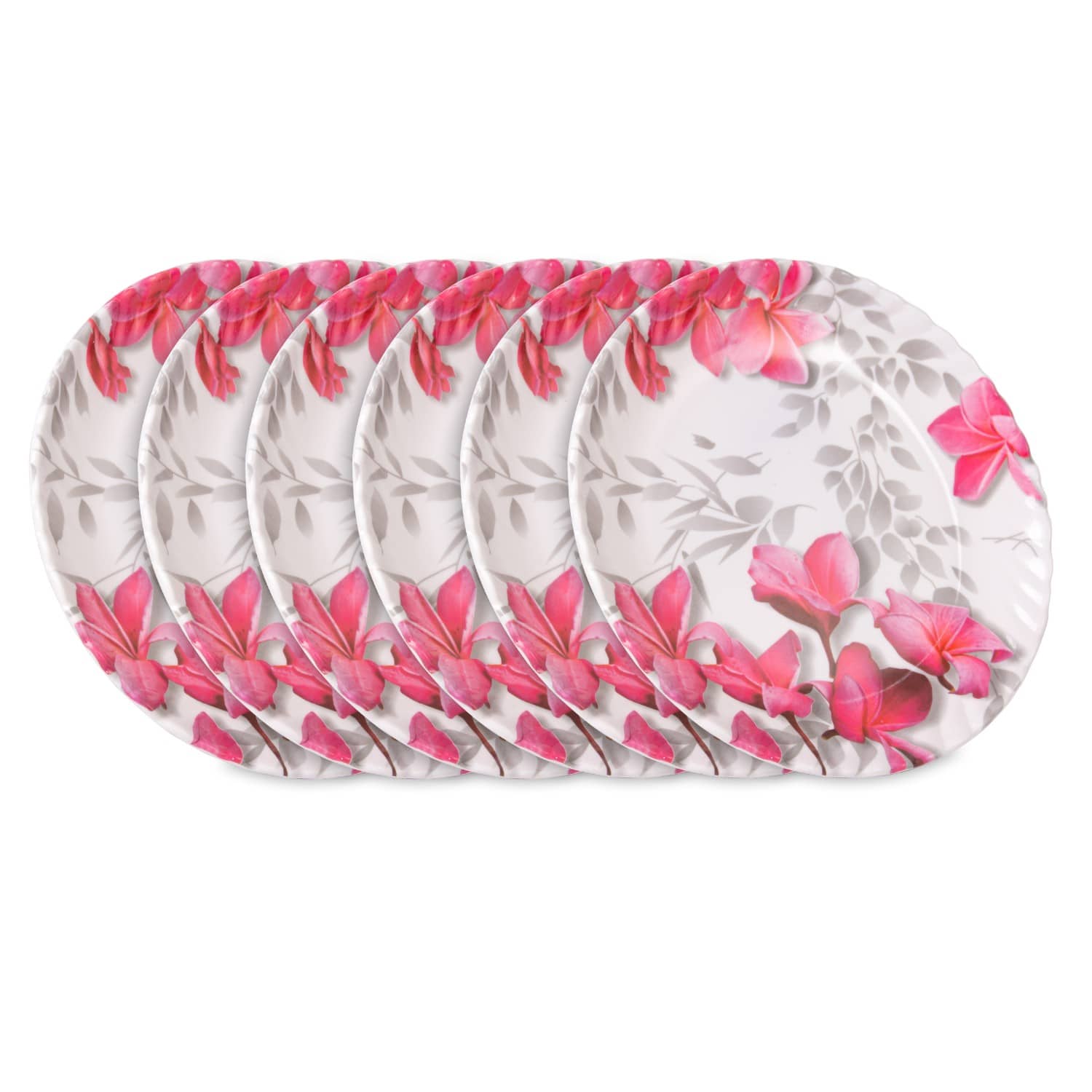 HomePro Royal 6 Full Plate 11" Flower Pink Melamine Dinner Set ( Pack of 6 )