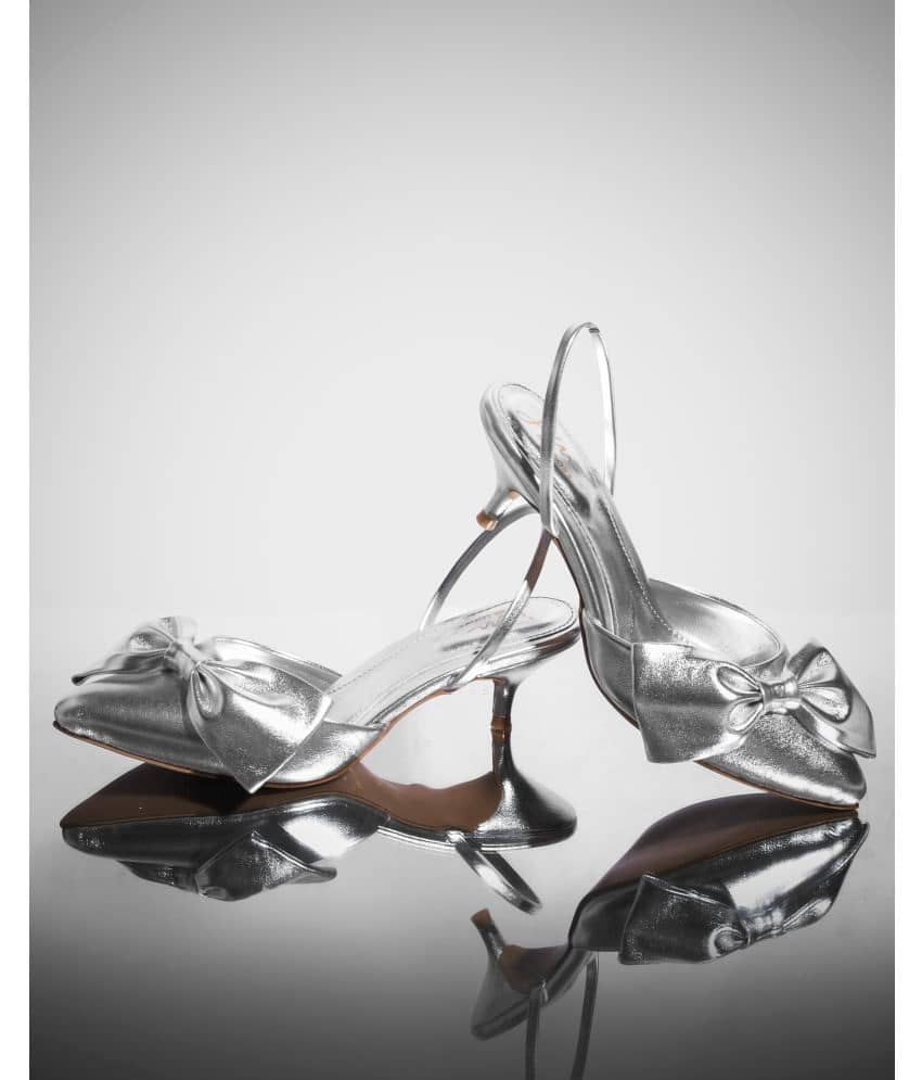 JM Looks Silver Women's Mules Heels - Heels | Buy online on ZillyBuy