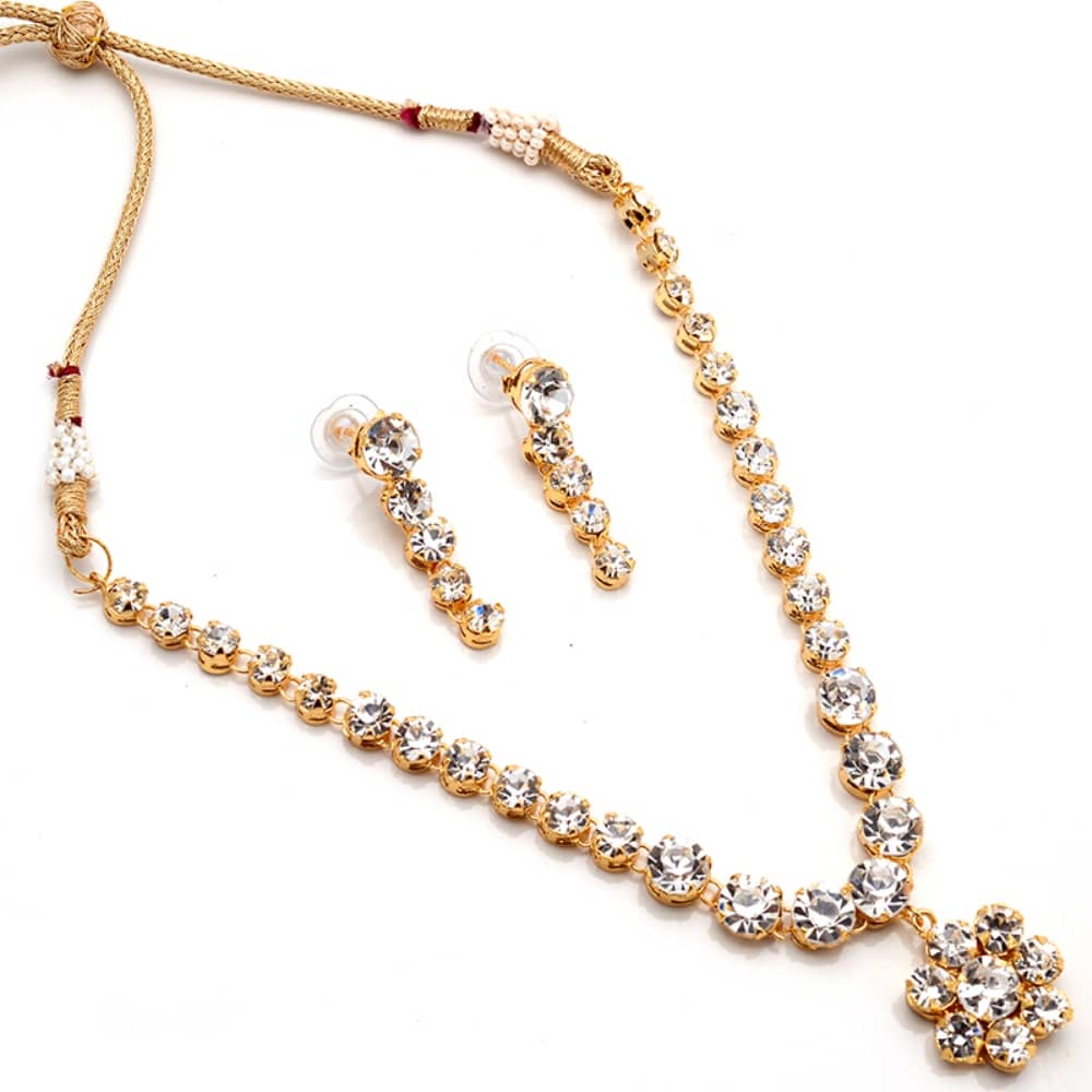 Jewar Mandi Red Brass Necklace Set ( Pack of 1 )