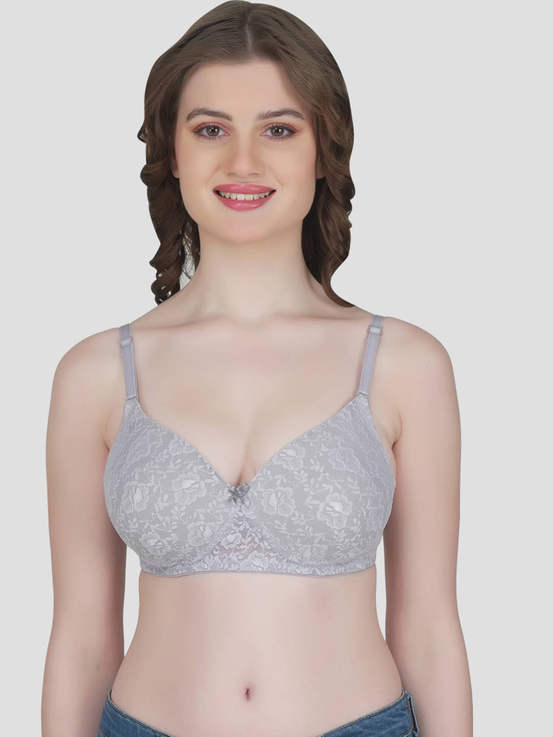     			LACYLUXE Net Women's T-Shirt Bra ( Light Grey )